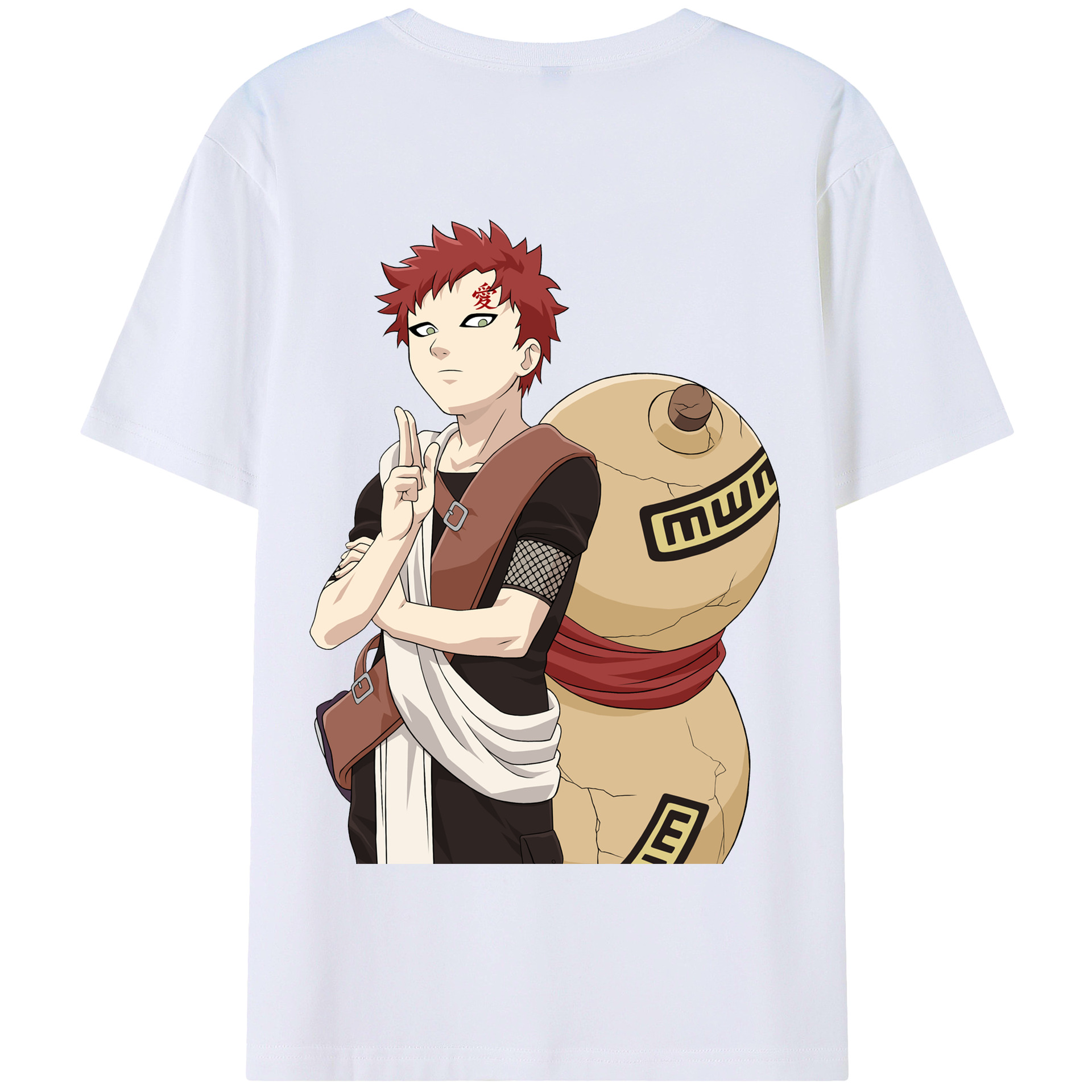 （画像用） NARUTO -ナルト- ガアラ Gaara 綿100％半袖Tシャツ（背面プリント）
