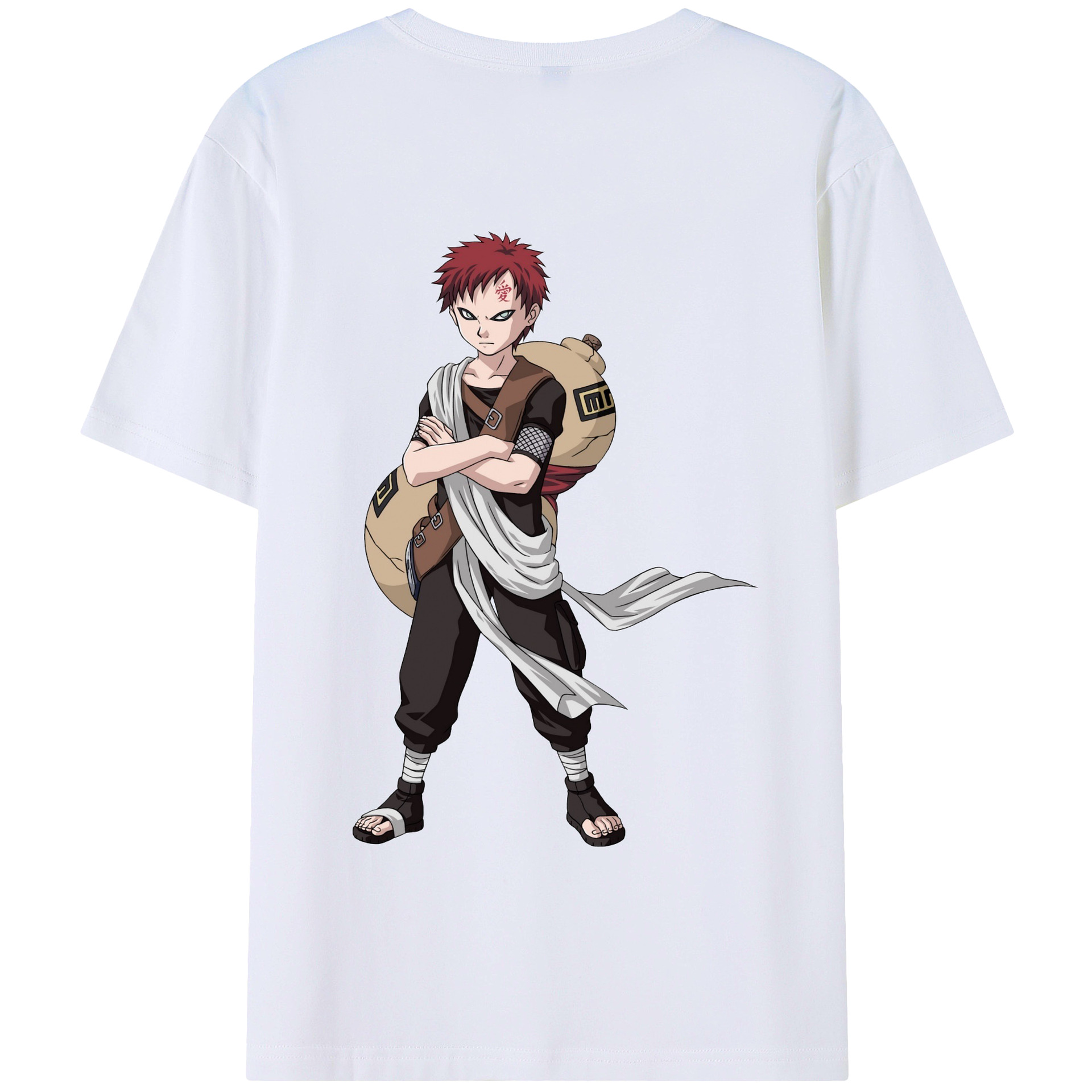 （画像用） NARUTO -ナルト- ガアラ Gaara 綿100％半袖Tシャツ（背面プリント）