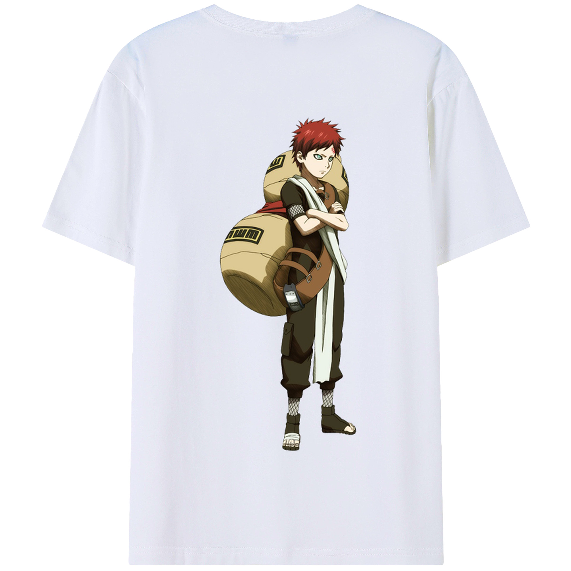 （画像用） NARUTO -ナルト- ガアラ Gaara 綿100％半袖Tシャツ（背面プリント）
