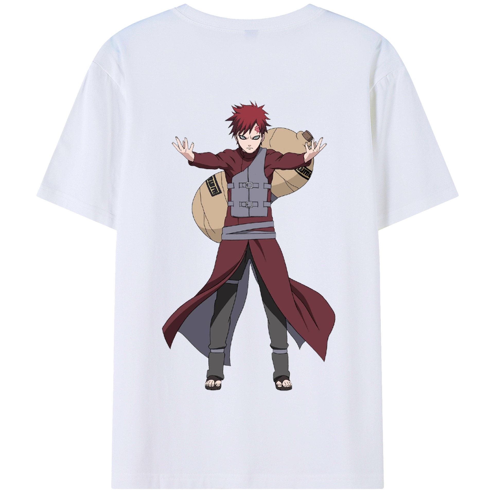 （画像用） NARUTO -ナルト- ガアラ Gaara 綿100％半袖Tシャツ（背面プリント）