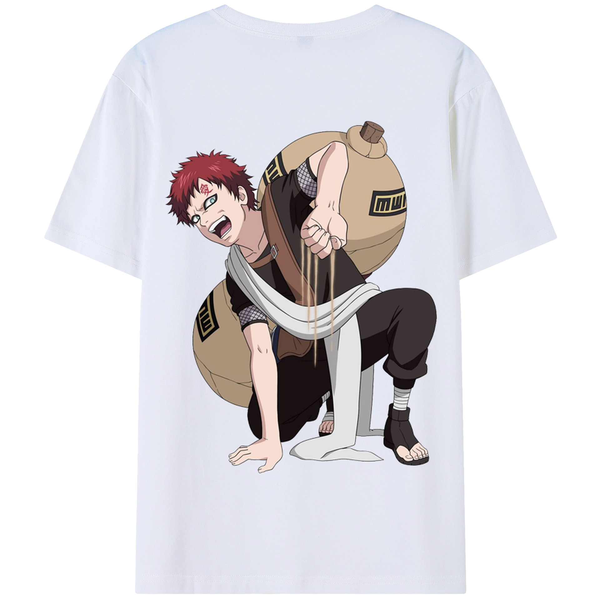 （画像用） NARUTO -ナルト- ガアラ Gaara 綿100％半袖Tシャツ（背面プリント）
