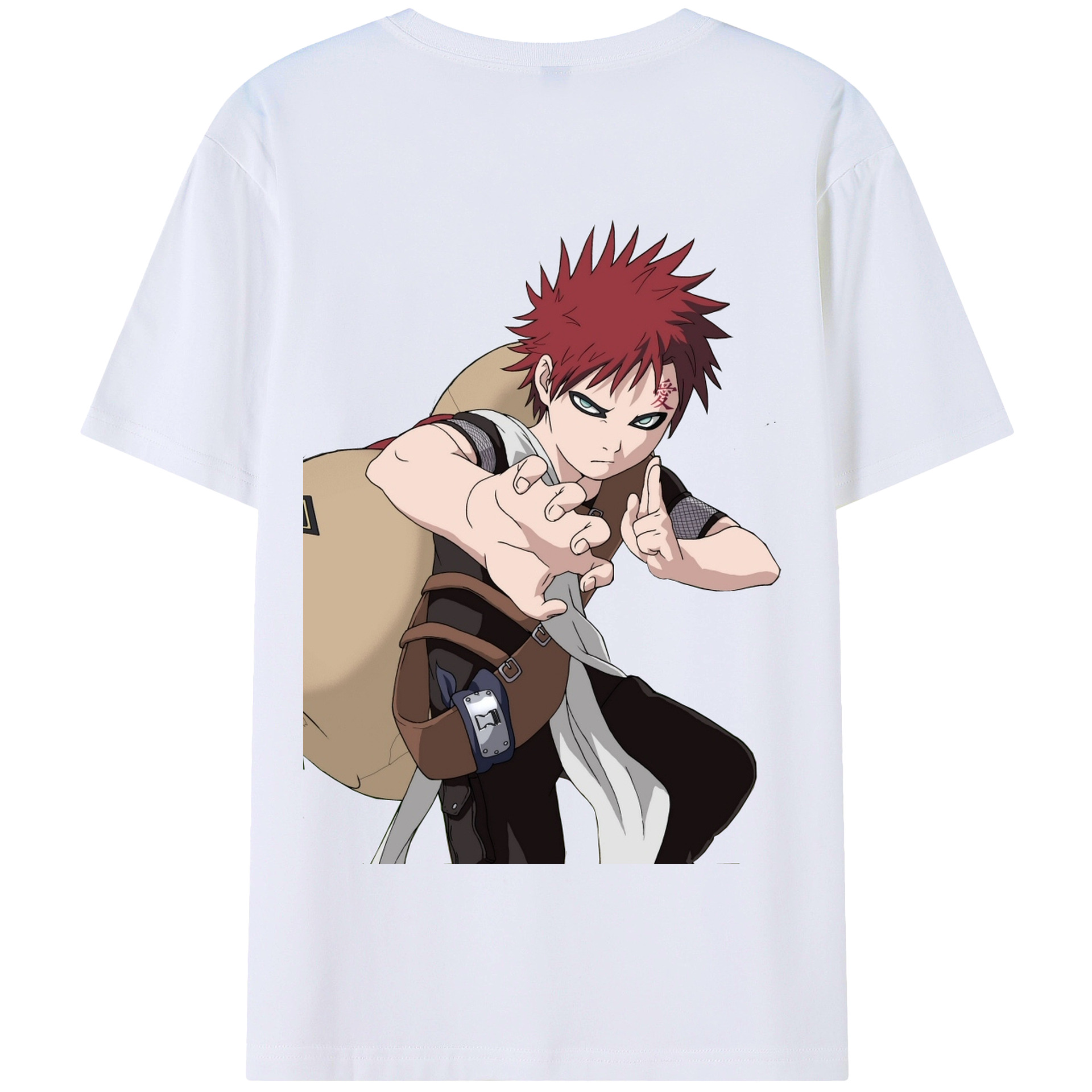 （画像用） NARUTO -ナルト- ガアラ Gaara 綿100％半袖Tシャツ（背面プリント）