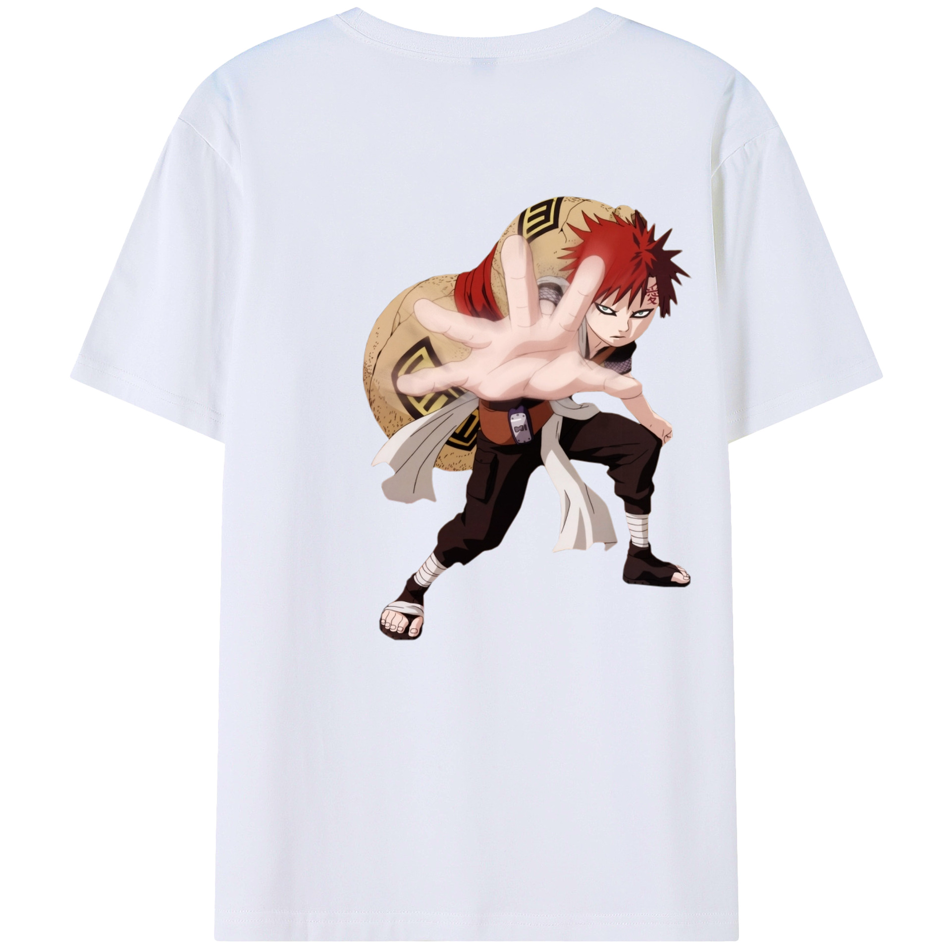 （画像用） NARUTO -ナルト- ガアラ Gaara 綿100％半袖Tシャツ（背面プリント）