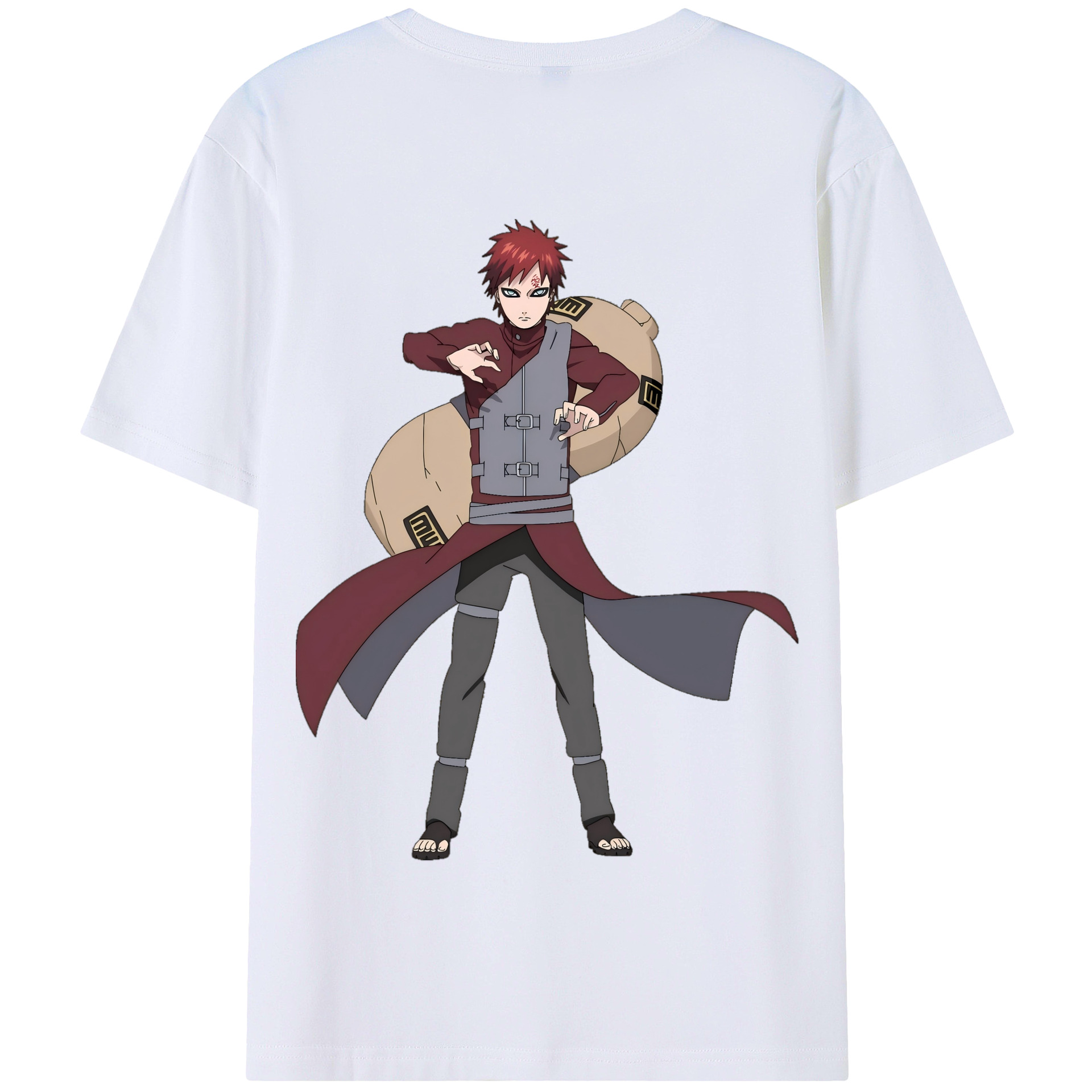 （画像用） NARUTO -ナルト- ガアラ Gaara 綿100％半袖Tシャツ（背面プリント）
