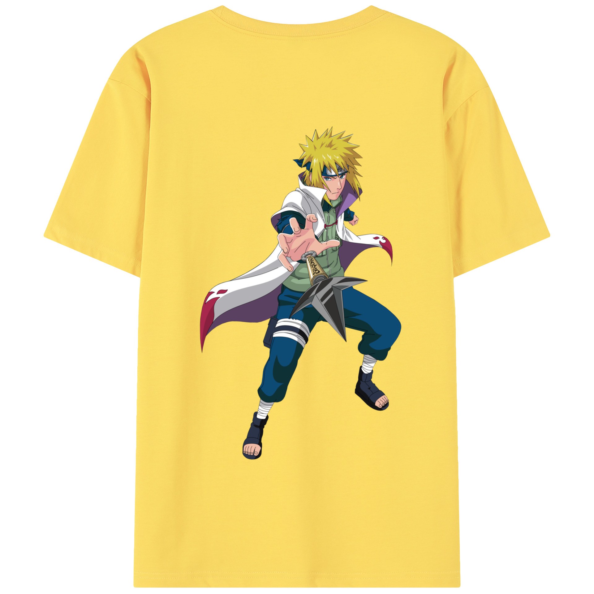 （画像用） NARUTO -ナルト- 波風 ミナト Namikaze Minato 綿100％半袖Tシャツ（背面プリント）