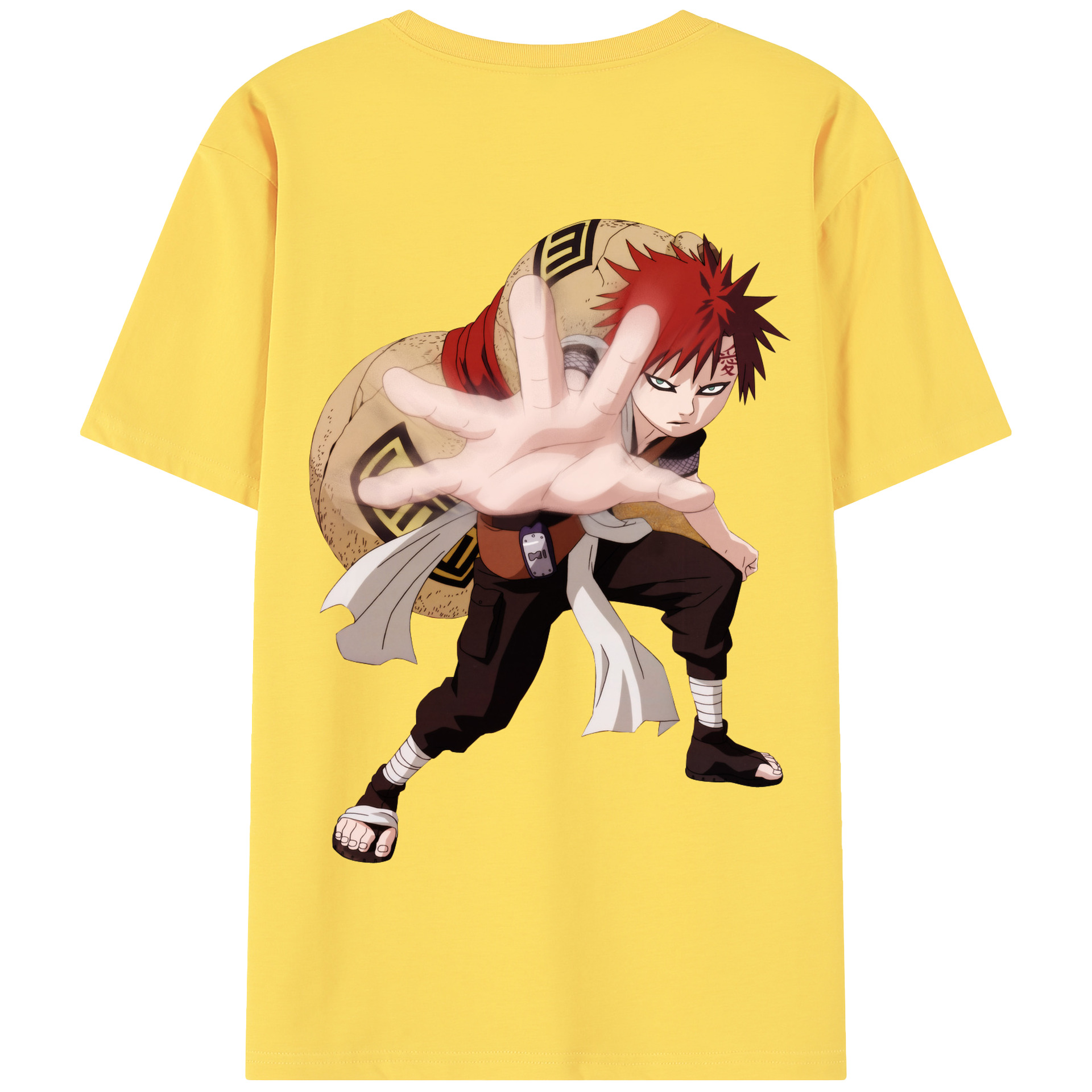 （画像用） NARUTO -ナルト- ガアラ Gaara 綿100％半袖Tシャツ（背面プリント）