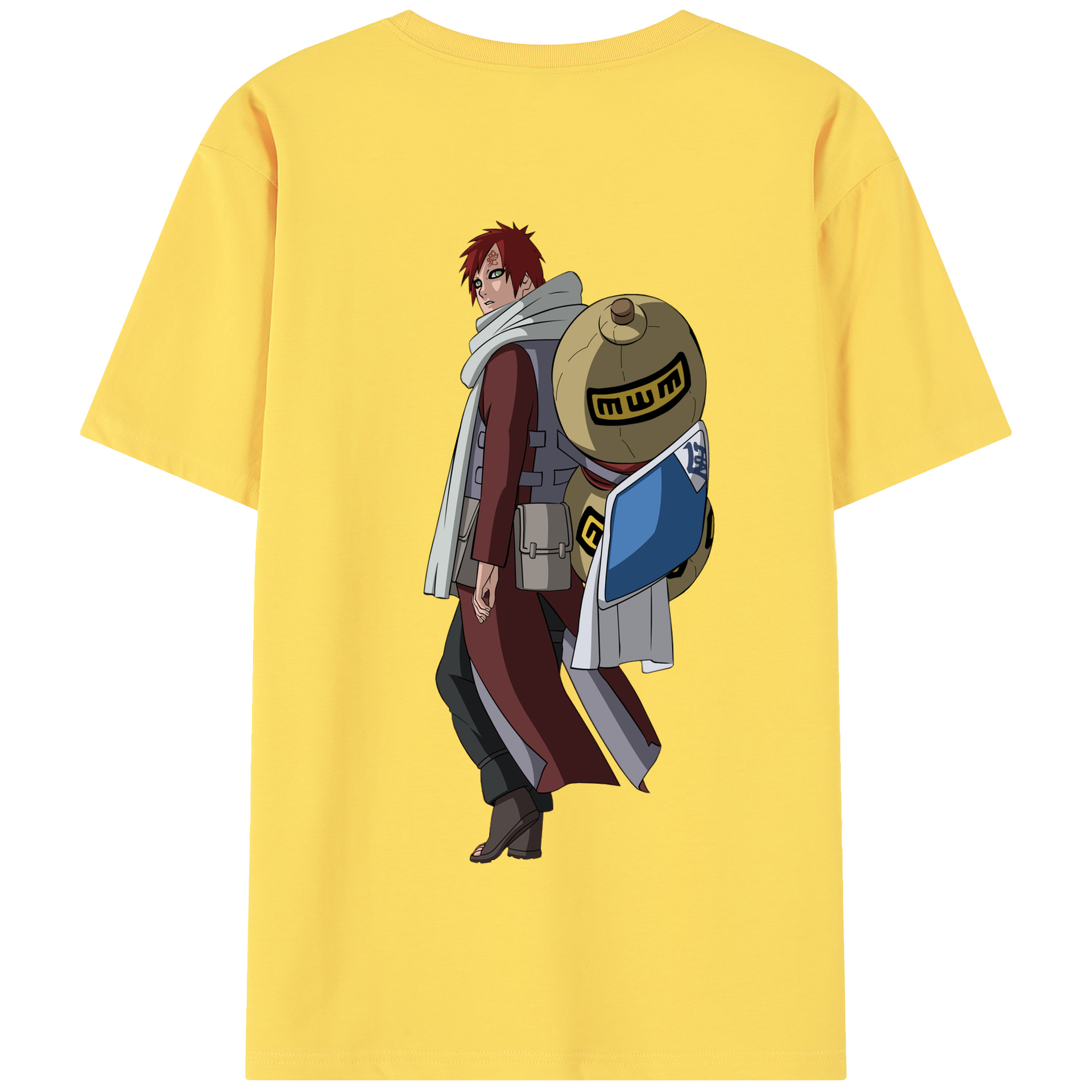 （画像用） NARUTO -ナルト- ガアラ Gaara 綿100％半袖Tシャツ（背面プリント）