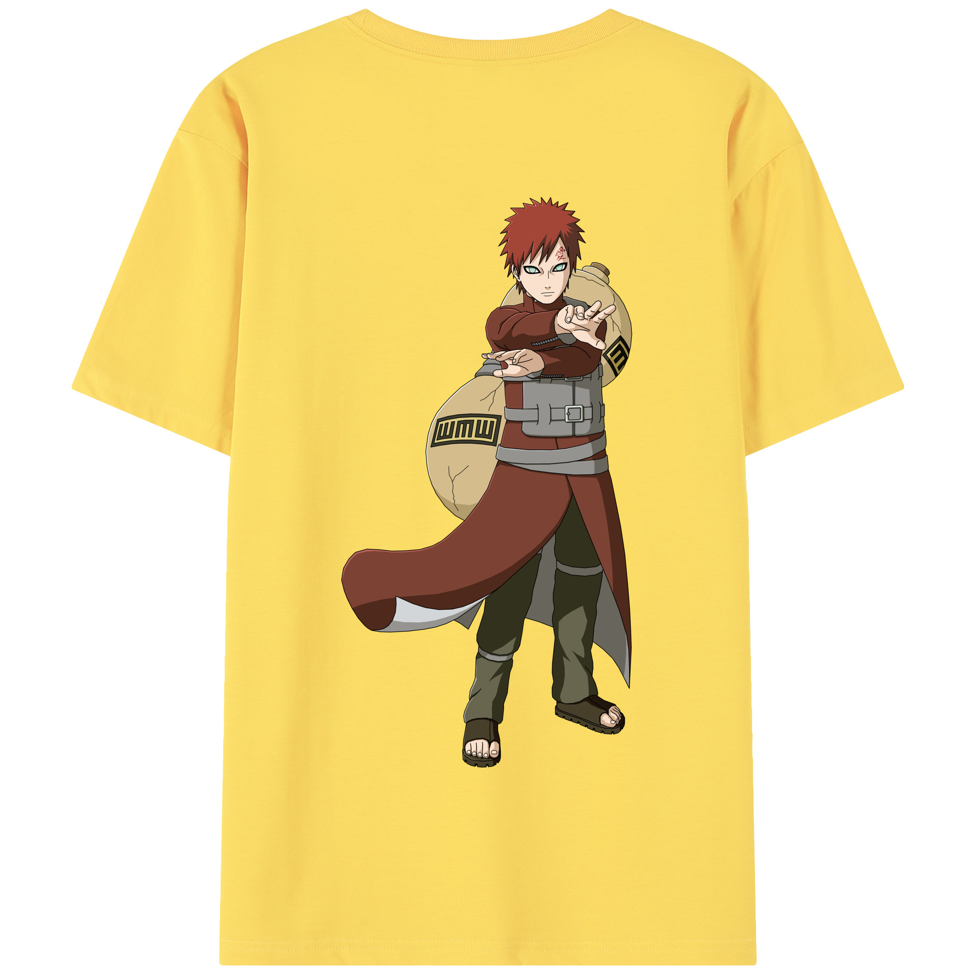 （画像用） NARUTO -ナルト- ガアラ Gaara 綿100％半袖Tシャツ（背面プリント）