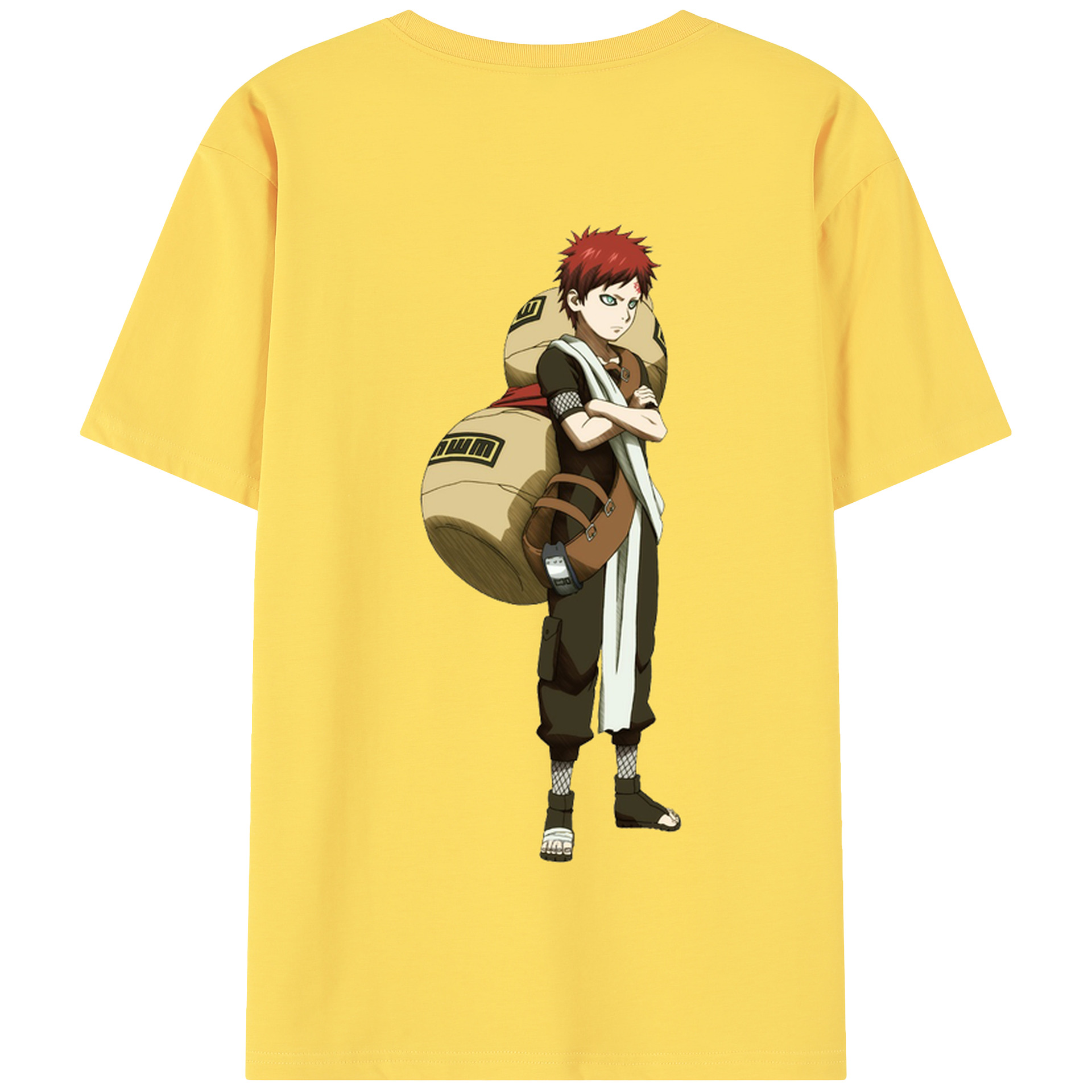 （画像用） NARUTO -ナルト- ガアラ Gaara 綿100％半袖Tシャツ（背面プリント）