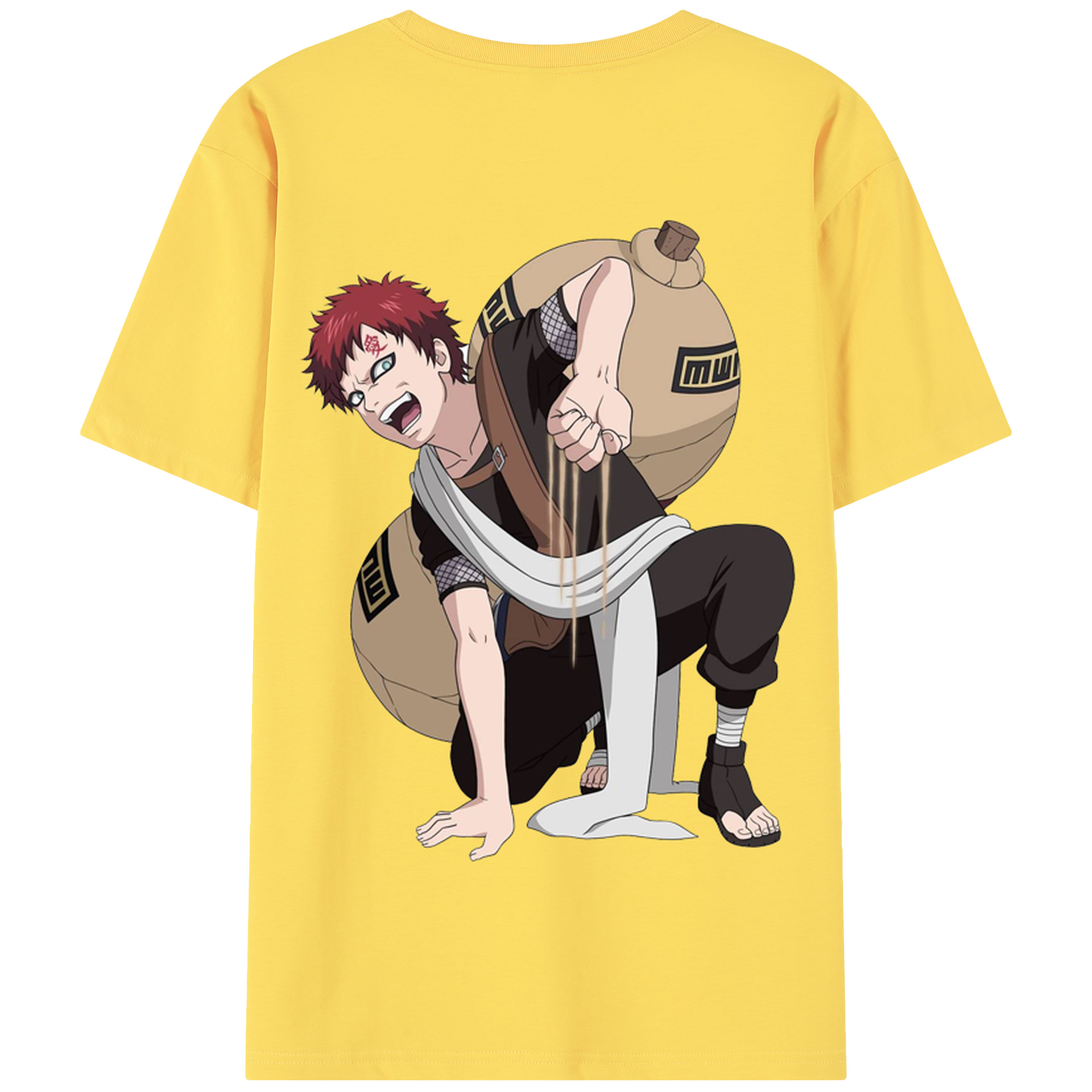（画像用） NARUTO -ナルト- ガアラ Gaara 綿100％半袖Tシャツ（背面プリント）