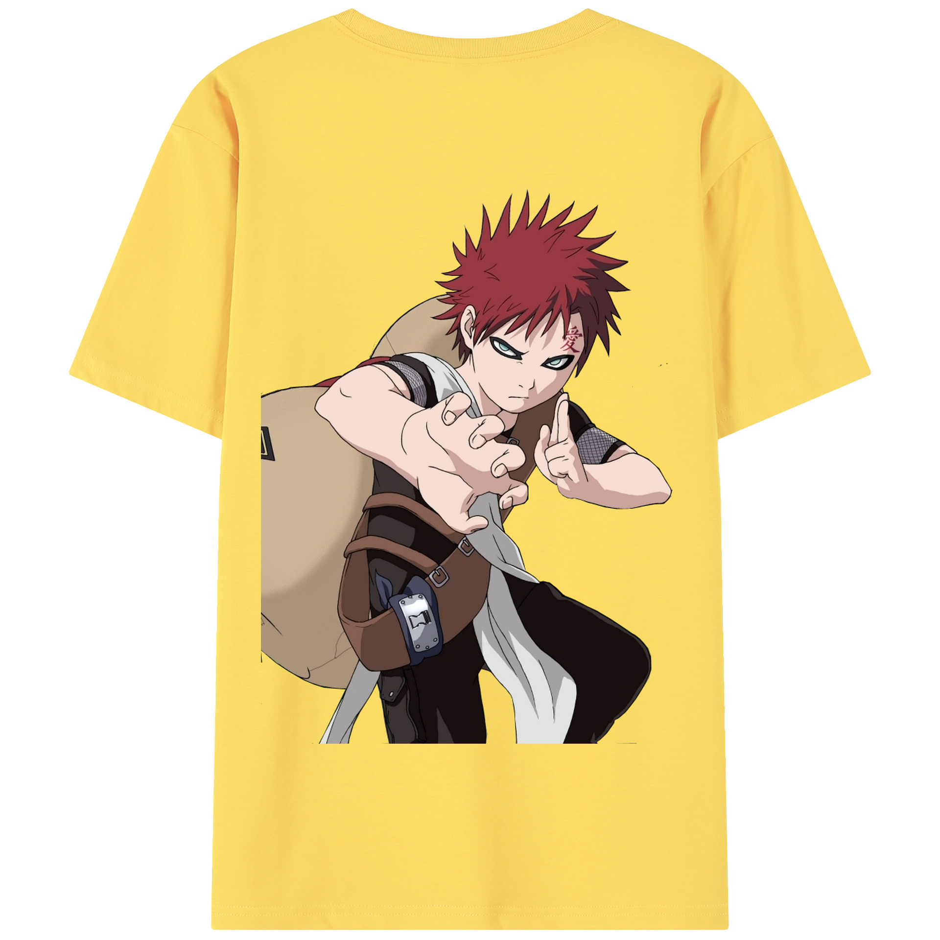（画像用） NARUTO -ナルト- ガアラ Gaara 綿100％半袖Tシャツ（背面プリント）