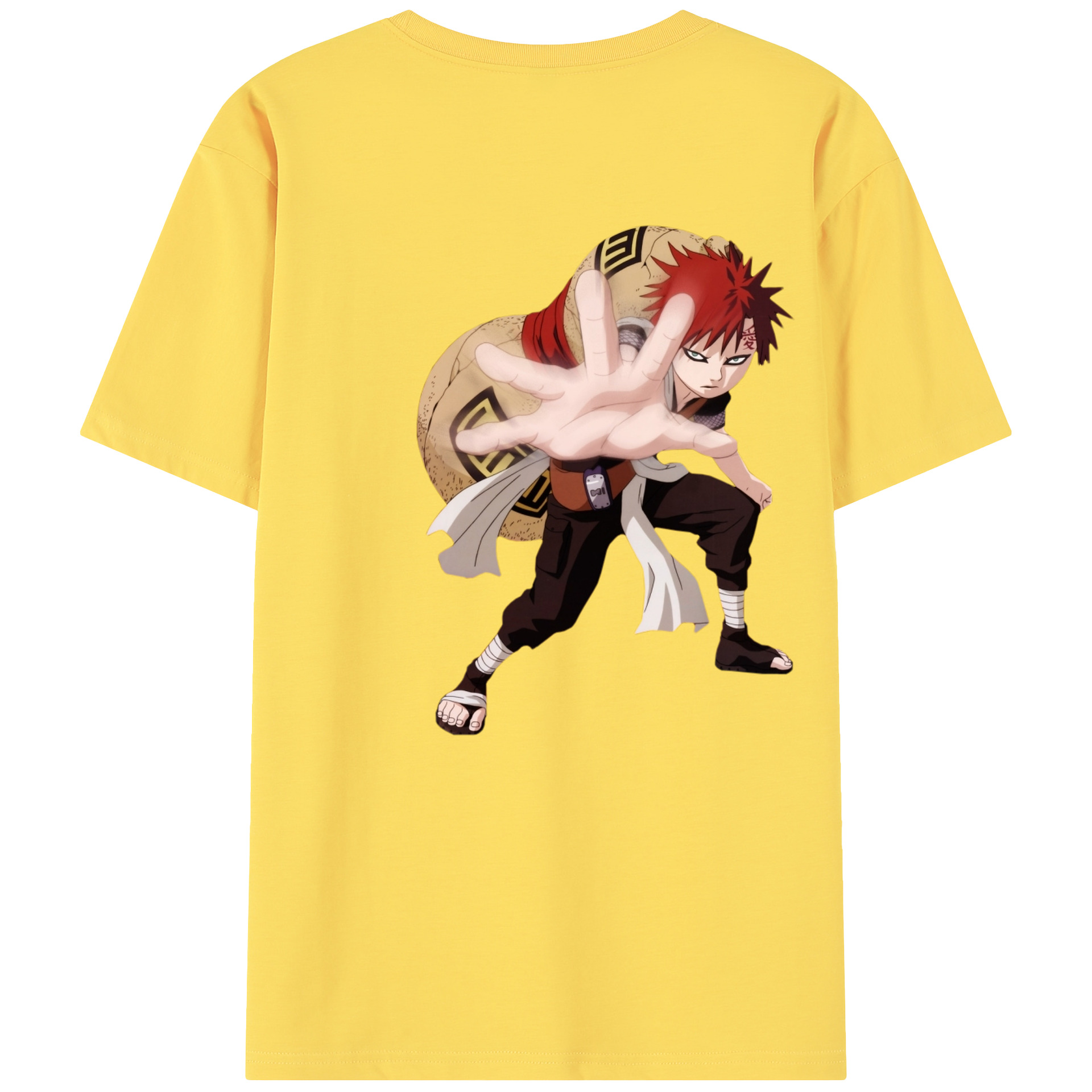 （画像用） NARUTO -ナルト- ガアラ Gaara 綿100％半袖Tシャツ（背面プリント）