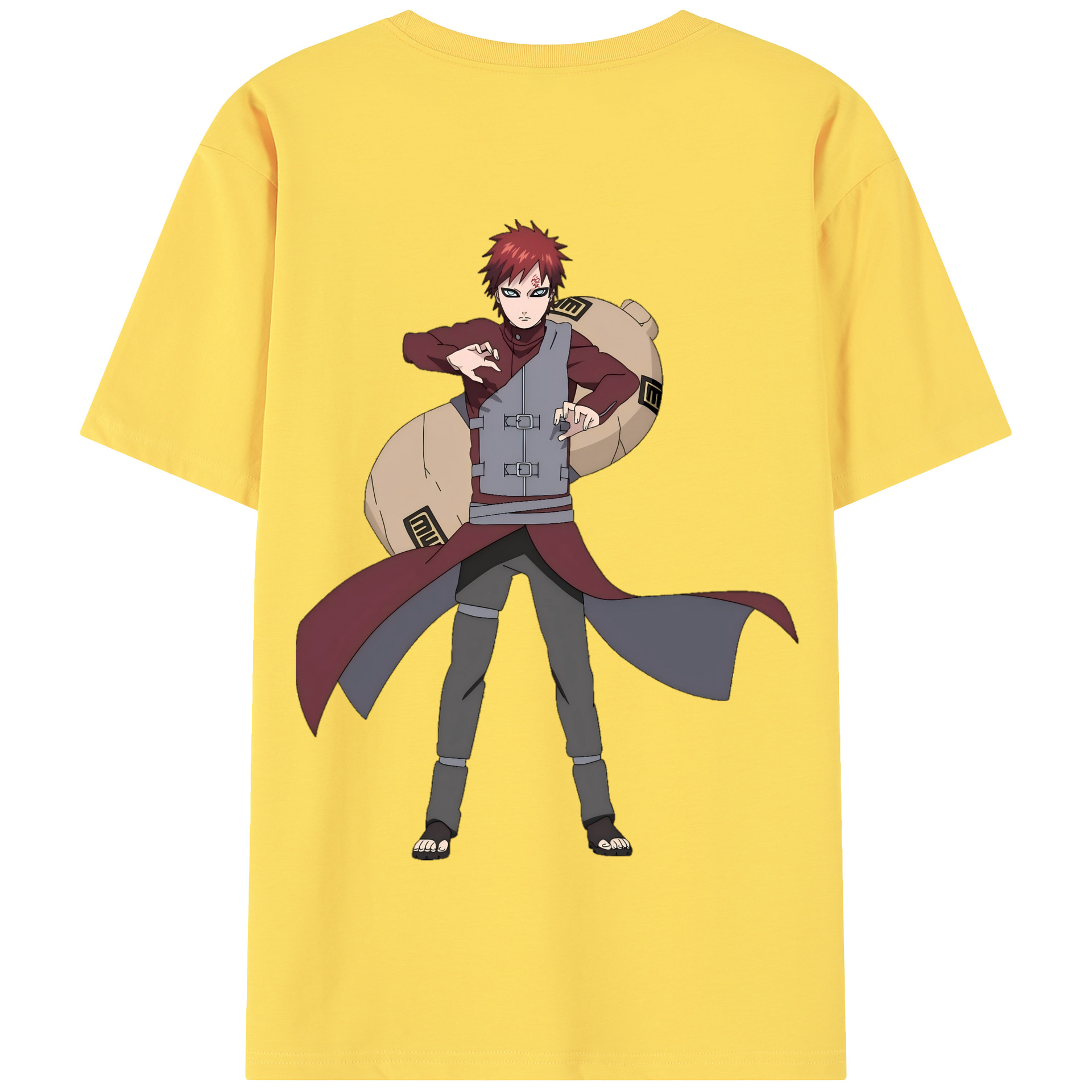 （画像用） NARUTO -ナルト- ガアラ Gaara 綿100％半袖Tシャツ（背面プリント）