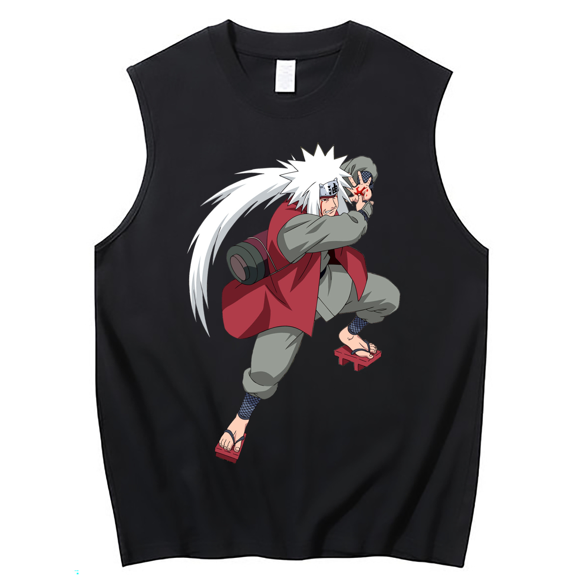 （画像用） NARUTO -ナルト- 自来也（じらいや） Jiraiya コットン100％タンクトップ（フロントプリント）