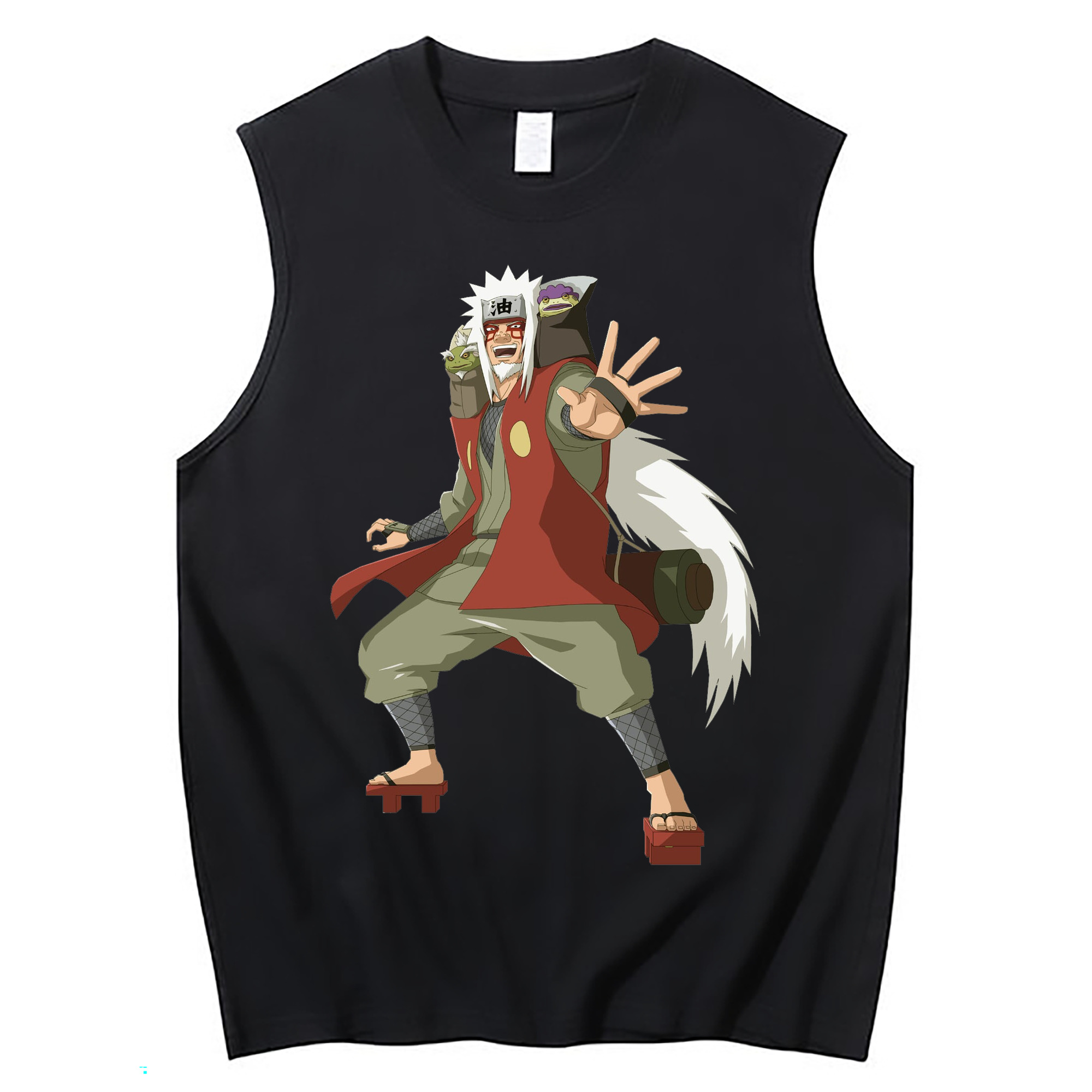 （画像用） NARUTO -ナルト- 自来也（じらいや） Jiraiya コットン100％タンクトップ（フロントプリント）