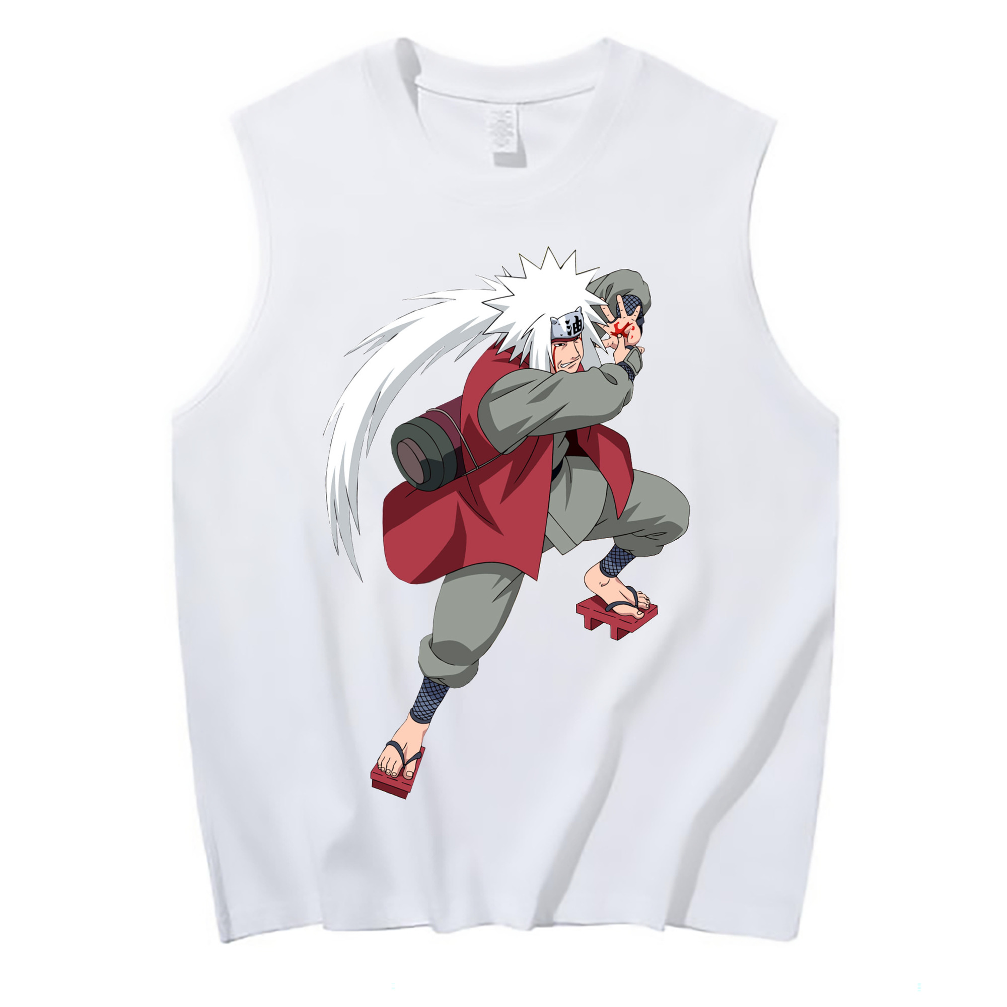 （画像用） NARUTO -ナルト- 自来也（じらいや） Jiraiya コットン100％タンクトップ（フロントプリント）