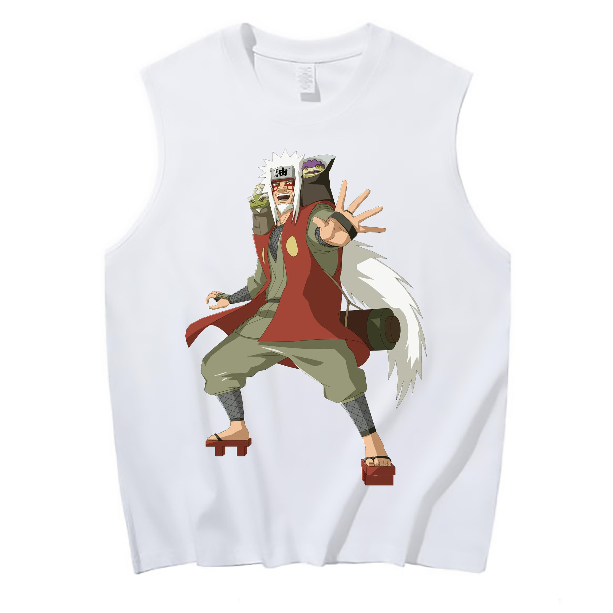 （画像用） NARUTO -ナルト- 自来也（じらいや） Jiraiya コットン100％タンクトップ（フロントプリント）