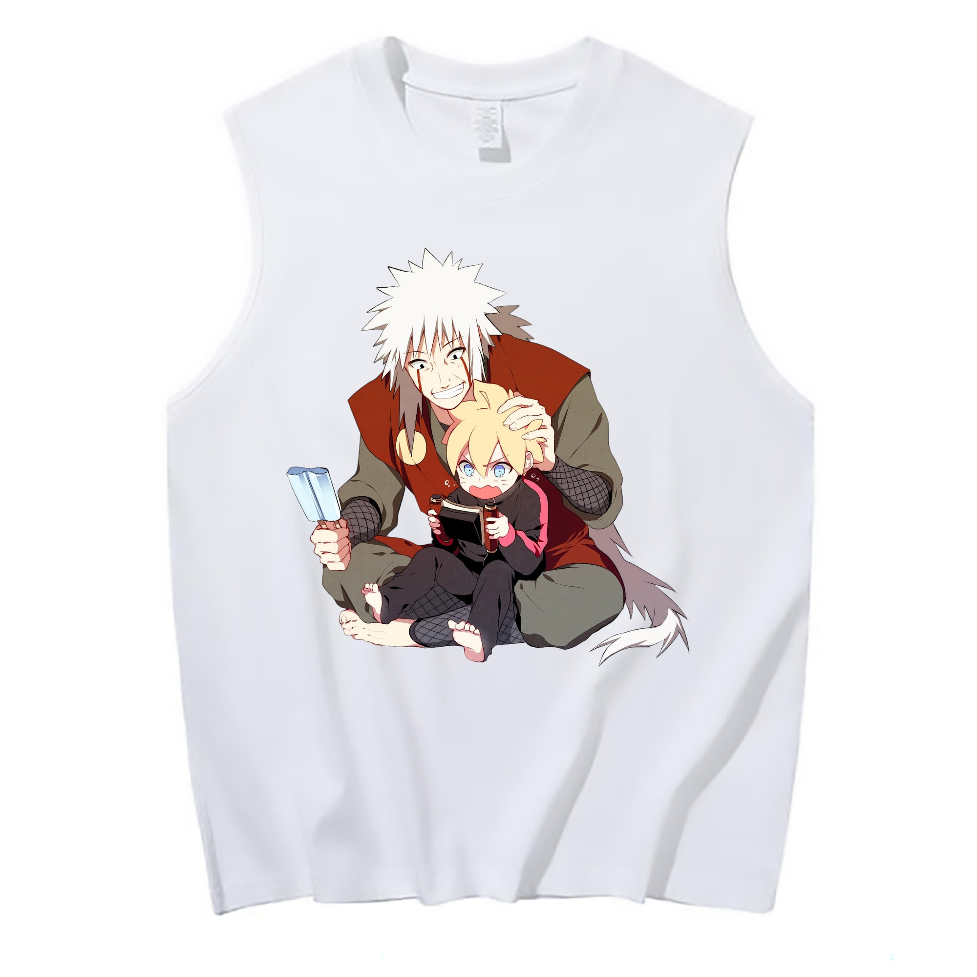 （画像用） NARUTO -ナルト- 自来也（じらいや） Jiraiya コットン100％タンクトップ（フロントプリント）