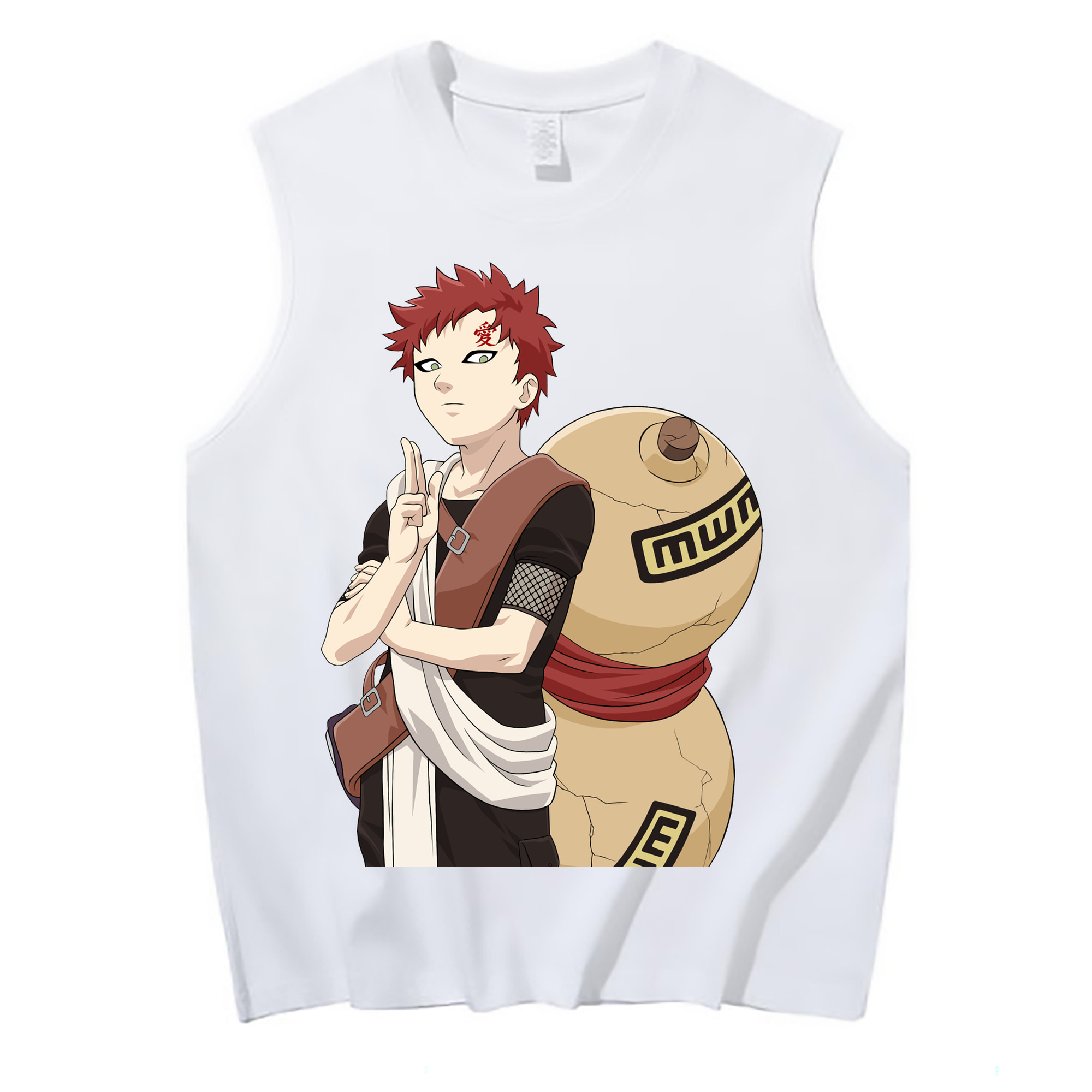 （画像用） NARUTO -ナルト- ガアラ Gaara コットン100％タンクトップ（フロントプリント）