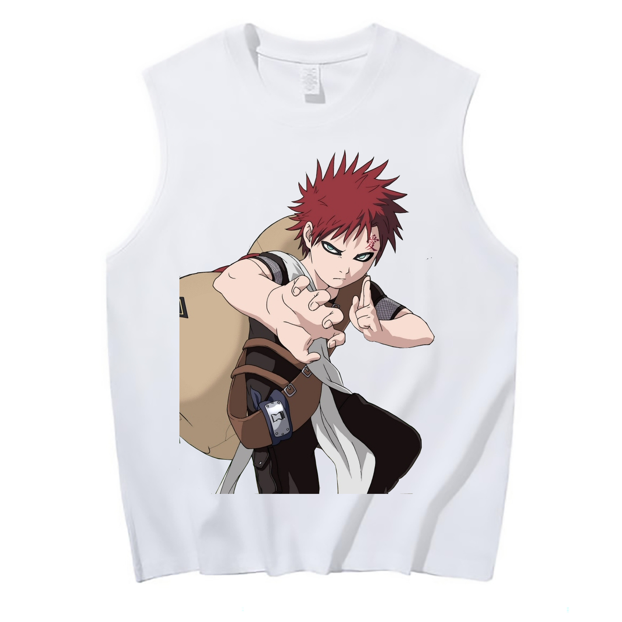 （画像用） NARUTO -ナルト- ガアラ Gaara コットン100％タンクトップ（フロントプリント）