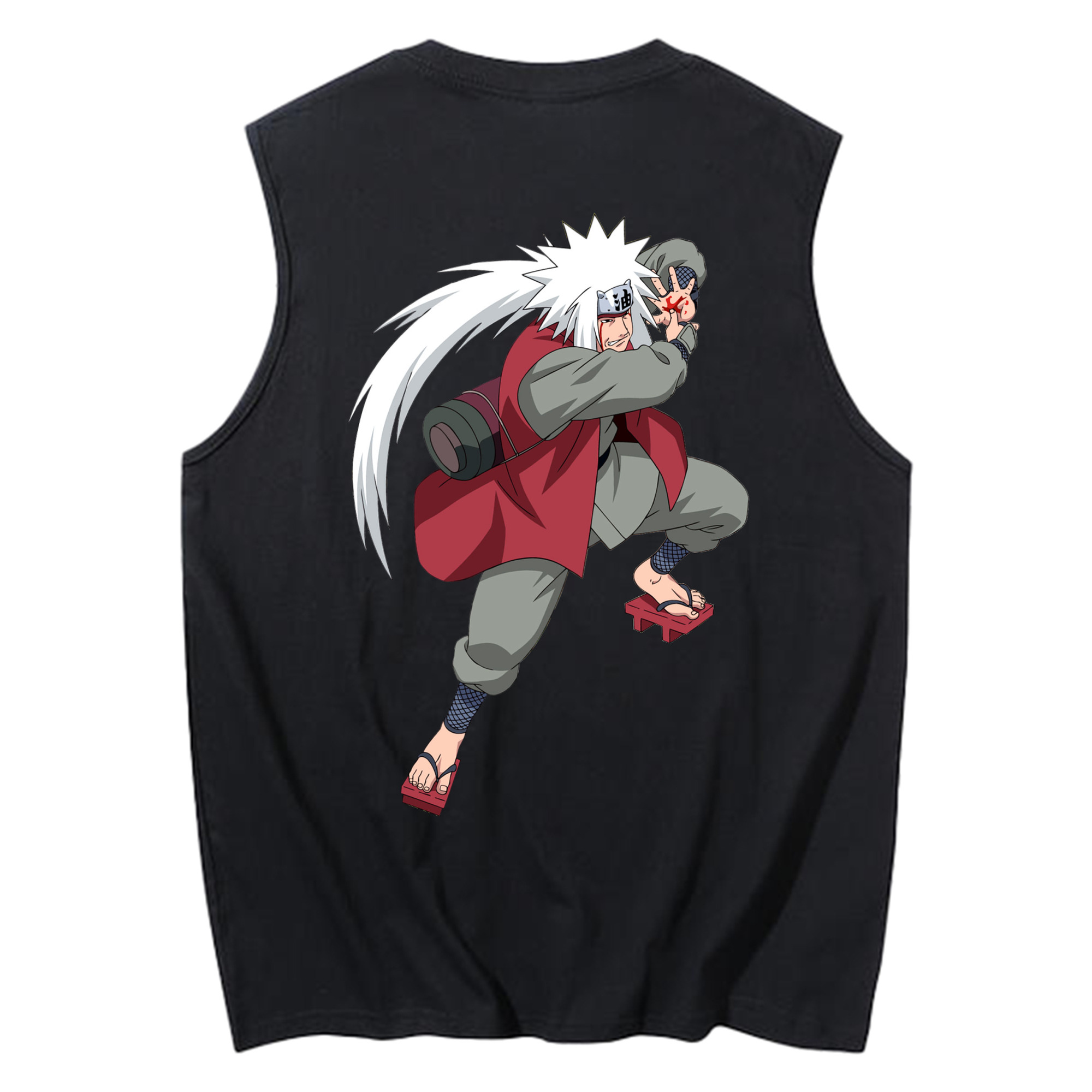 （画像用） NARUTO -ナルト- 自来也（じらいや） Jiraiya コットン100％タンクトップ（背面プリント）