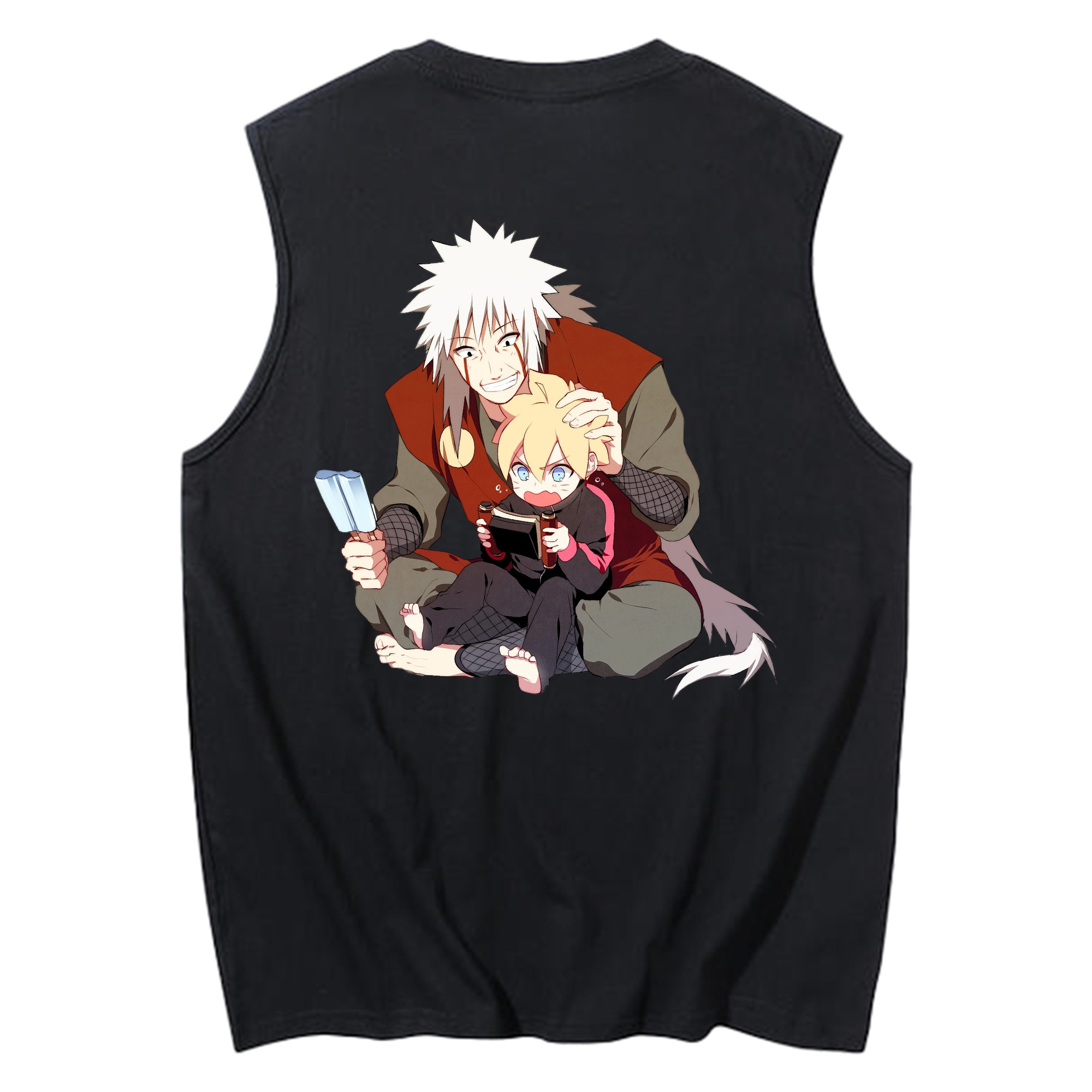 （画像用） NARUTO -ナルト- 自来也（じらいや） Jiraiya コットン100％タンクトップ（背面プリント）