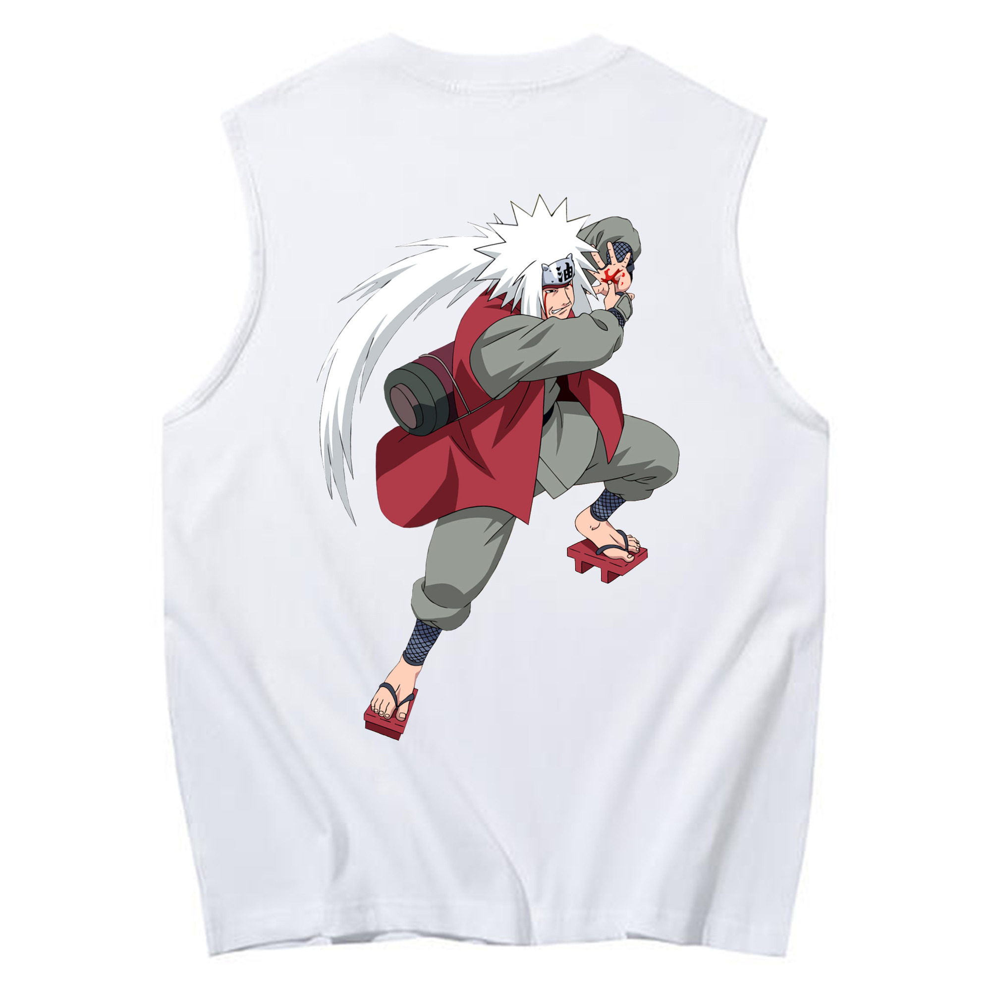 （画像用） NARUTO -ナルト- 自来也（じらいや） Jiraiya コットン100％タンクトップ（背面プリント）
