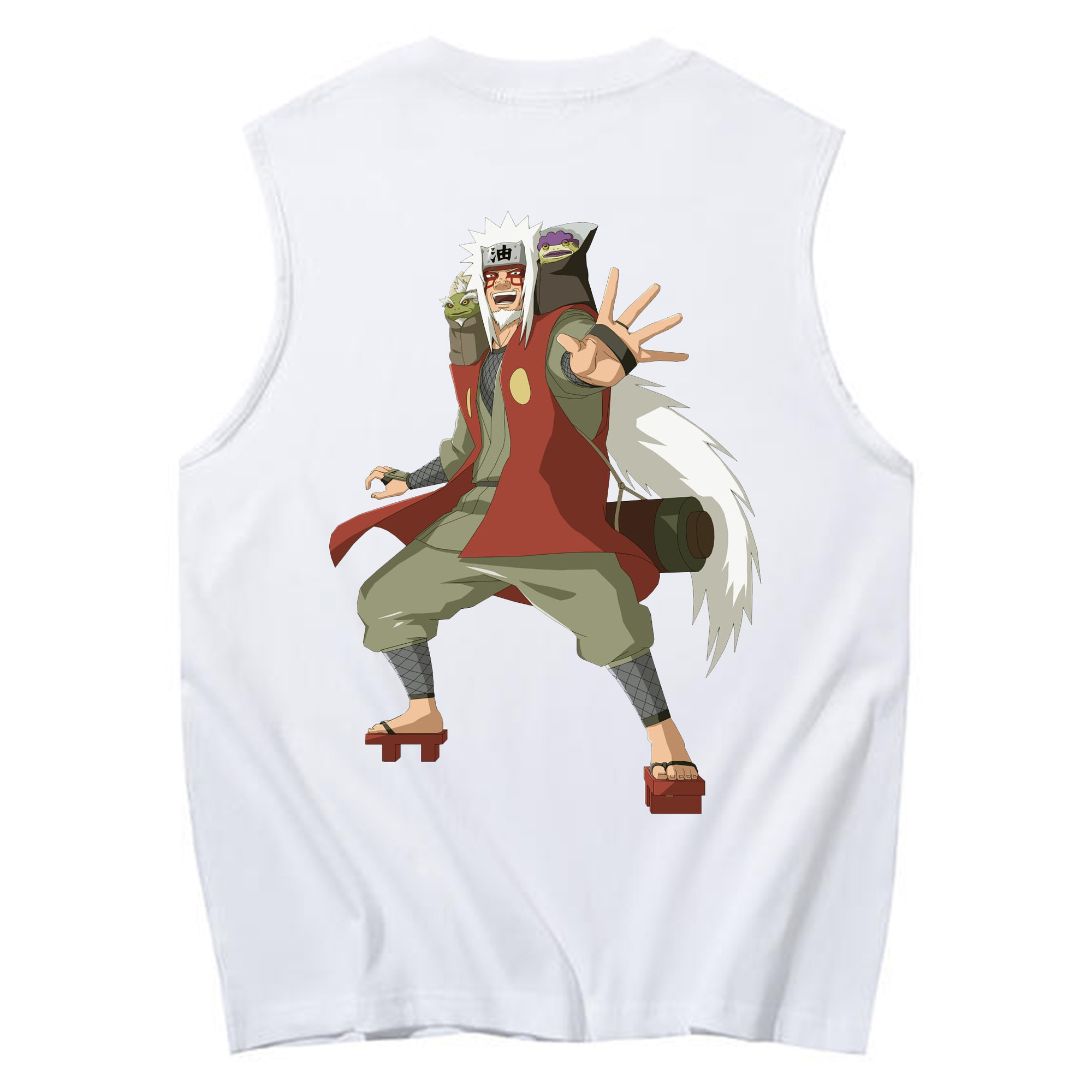 （画像用） NARUTO -ナルト- 自来也（じらいや） Jiraiya コットン100％タンクトップ（背面プリント）