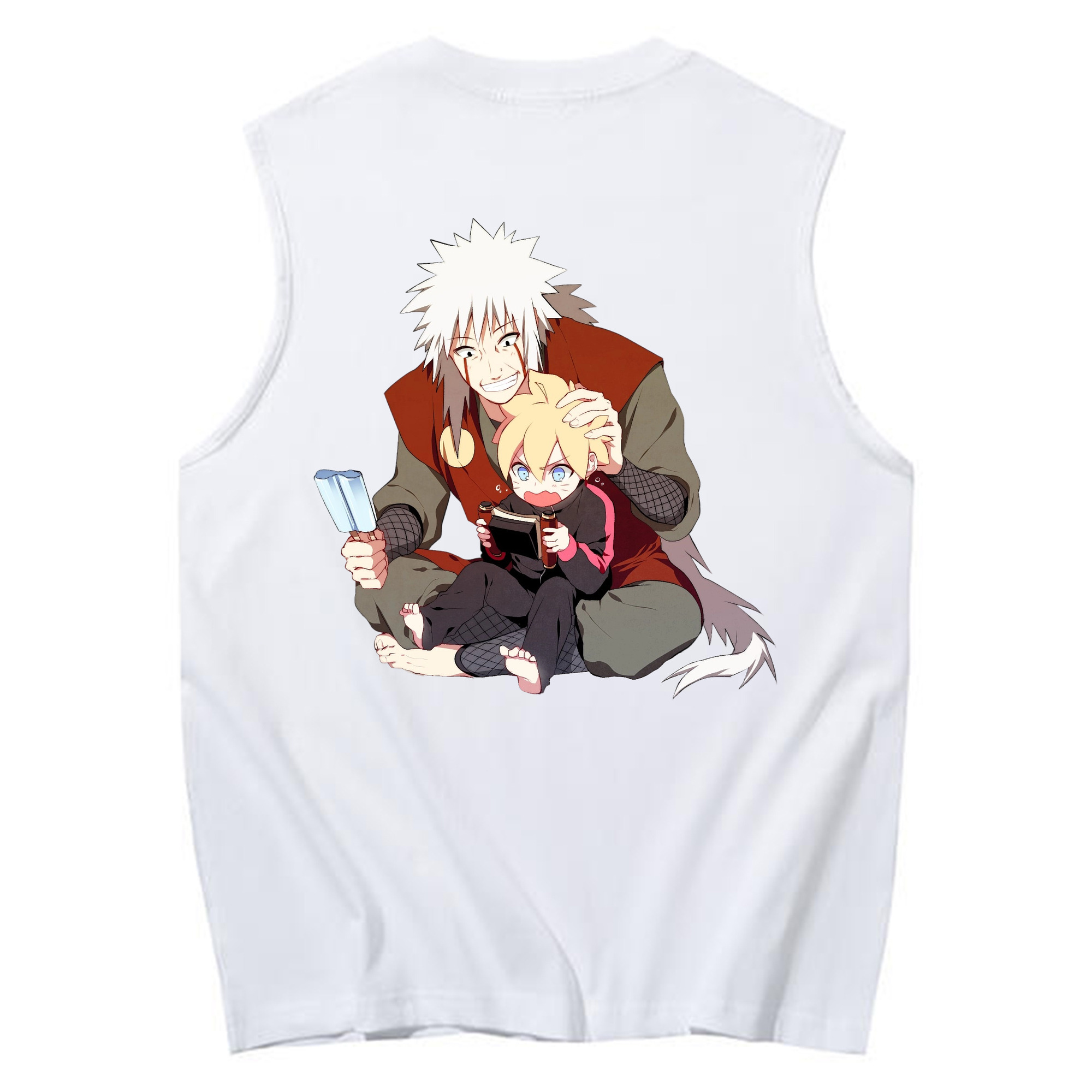 （画像用） NARUTO -ナルト- 自来也（じらいや） Jiraiya コットン100％タンクトップ（背面プリント）