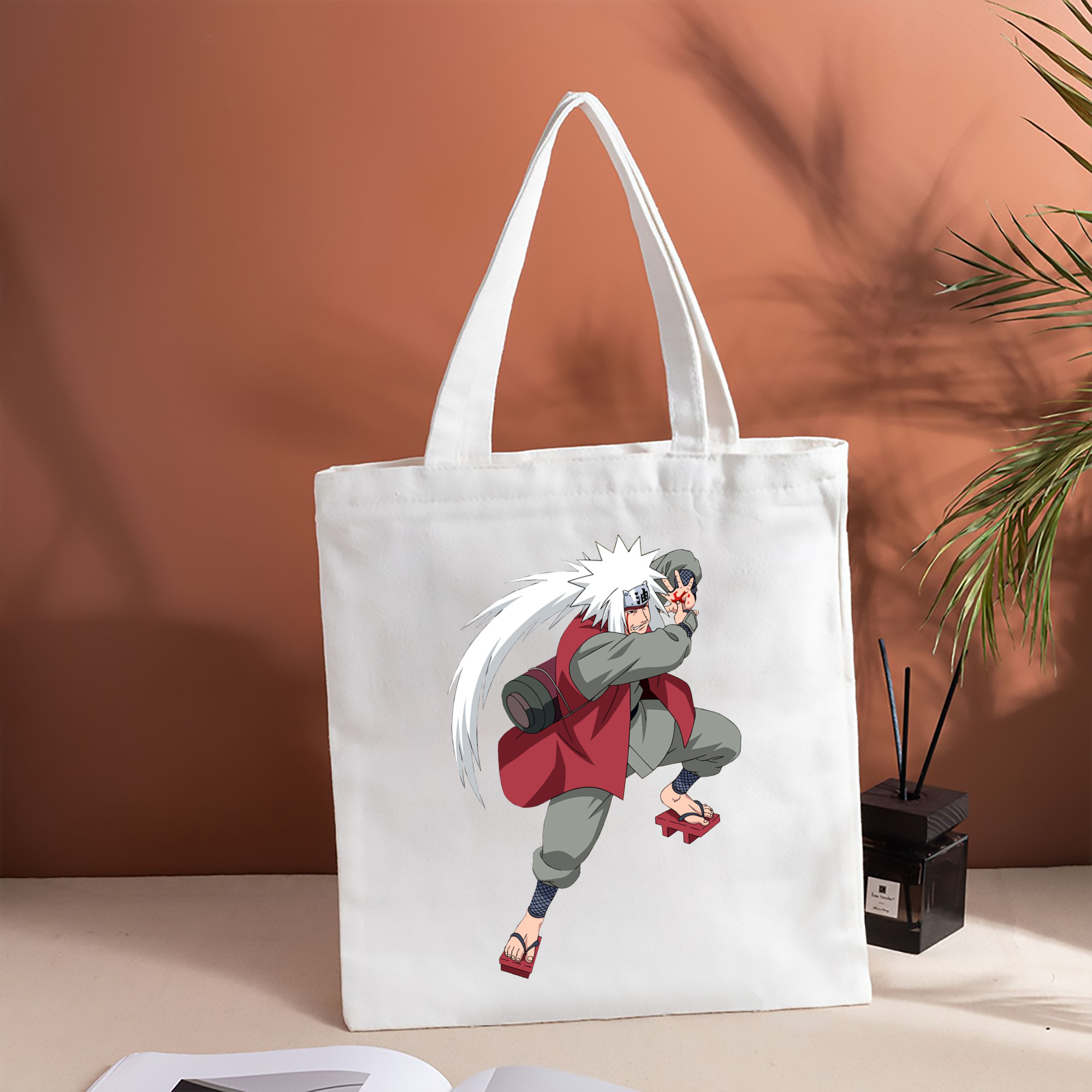 NARUTO -ナルト- 自来也（じらいや） Jiraiya 縦型キャンバス生地手提げバッグ　トートバッグ