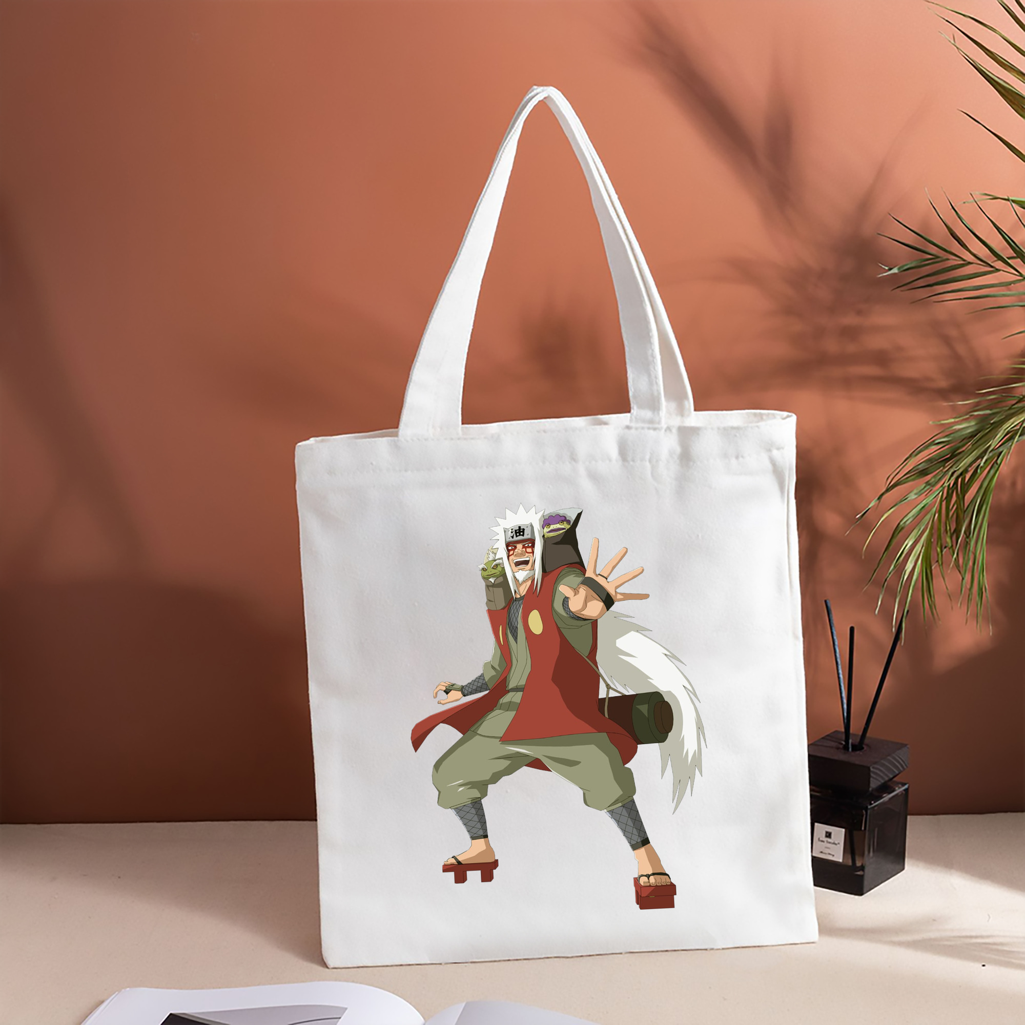 NARUTO -ナルト- 自来也（じらいや） Jiraiya 縦型キャンバス生地手提げバッグ　トートバッグ