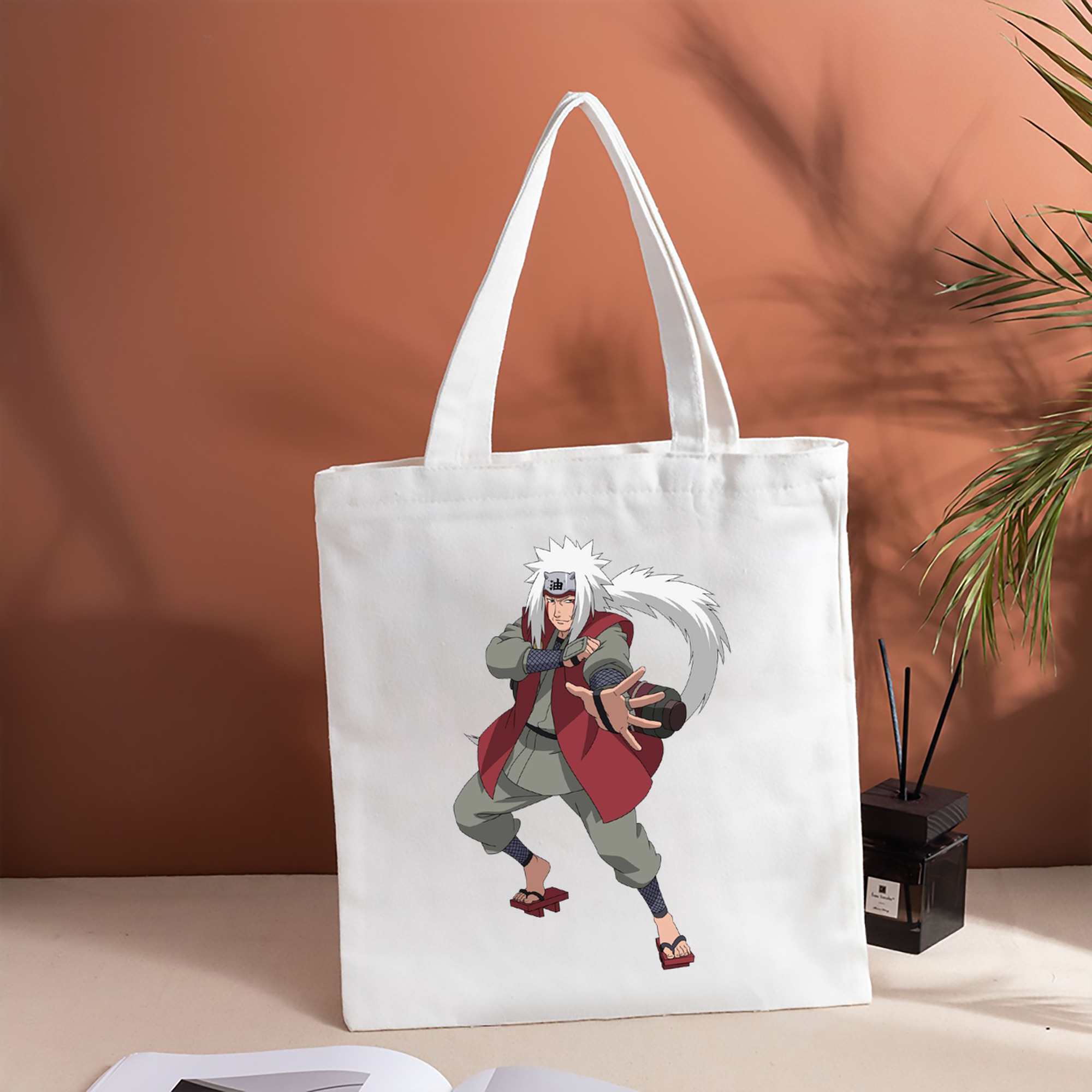 NARUTO -ナルト- 自来也（じらいや） Jiraiya 縦型キャンバス生地手提げバッグ　トートバッグ
