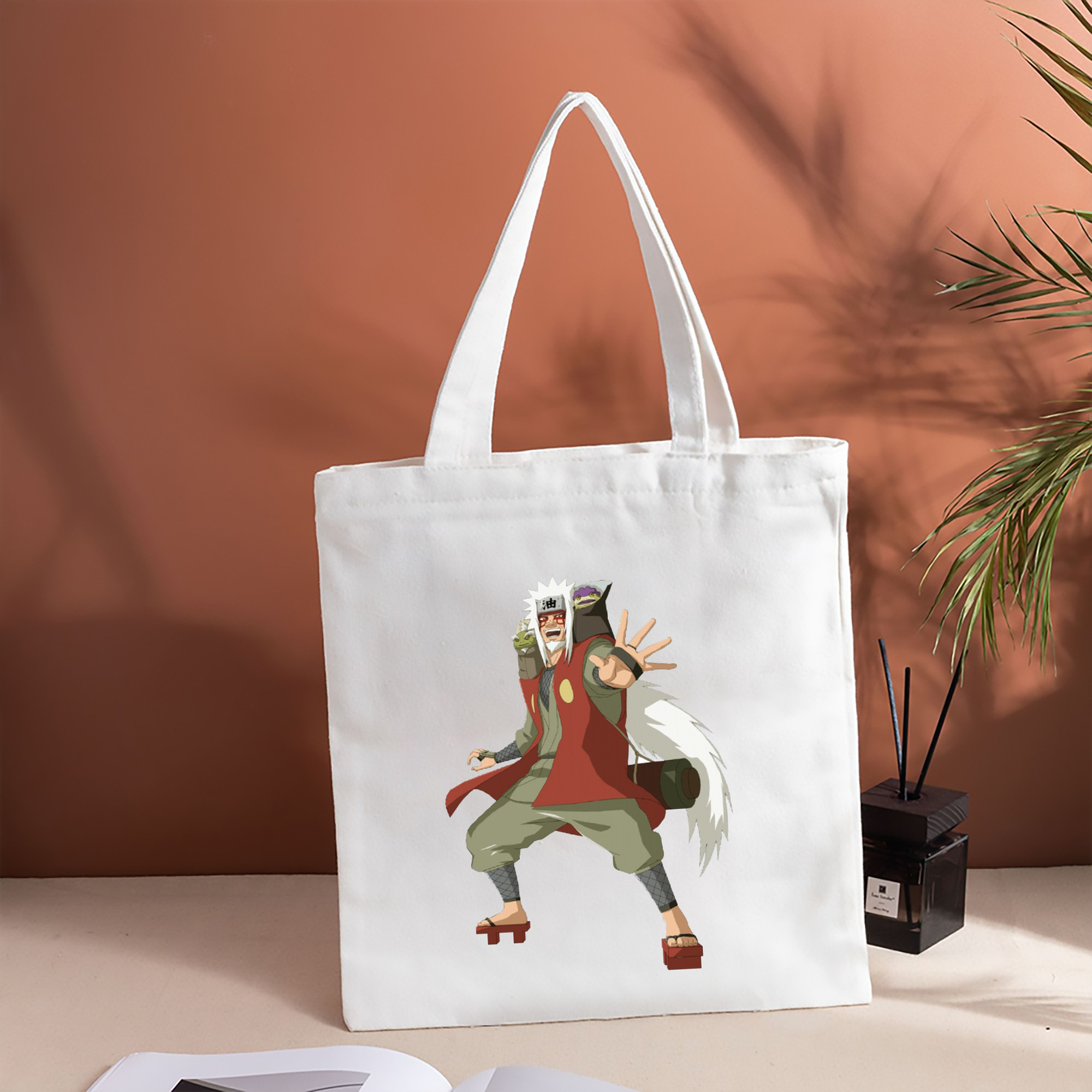 NARUTO -ナルト- 自来也（じらいや） Jiraiya 縦型キャンバス生地手提げバッグ　トートバッグ