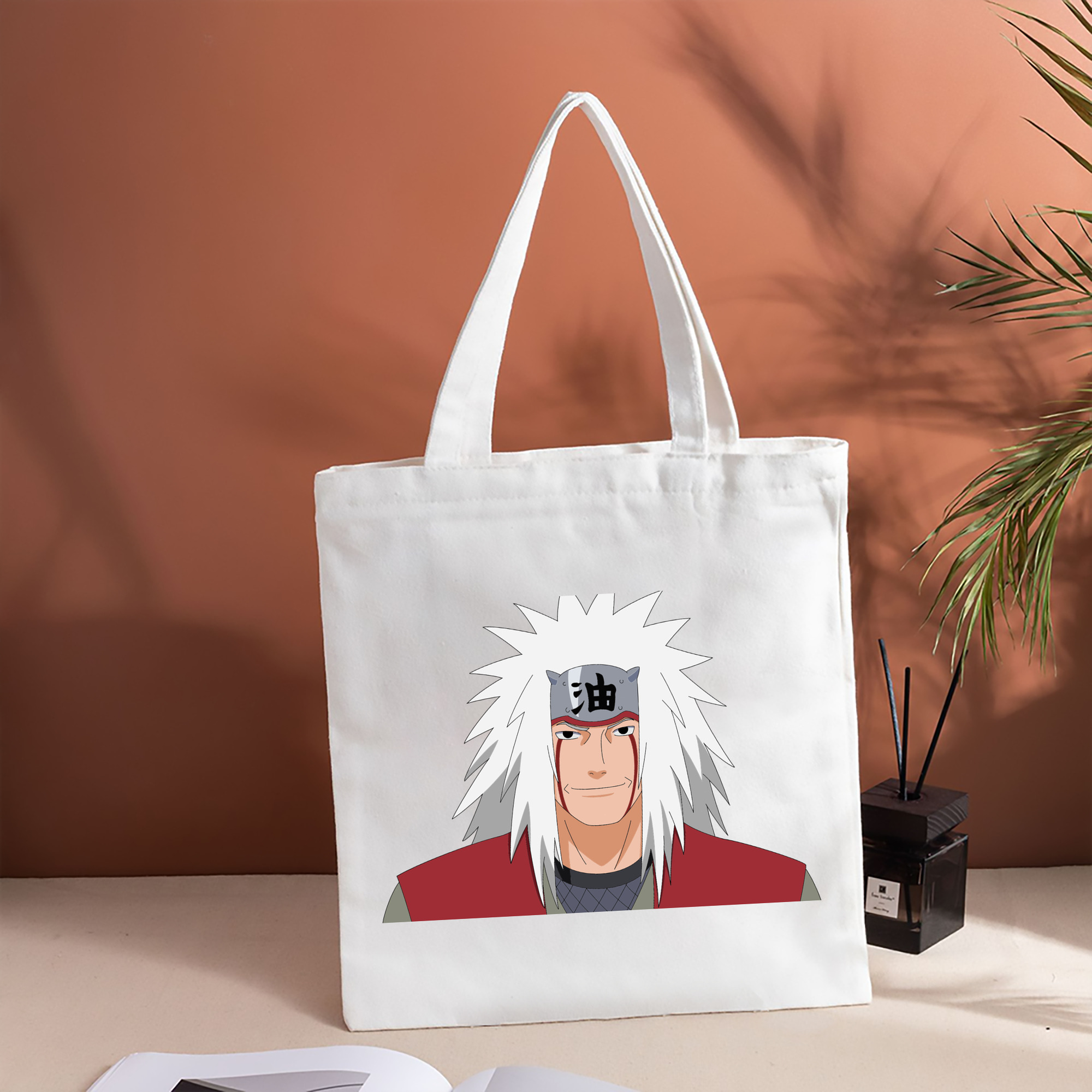 NARUTO -ナルト- 自来也（じらいや） Jiraiya 縦型キャンバス生地手提げバッグ　トートバッグ