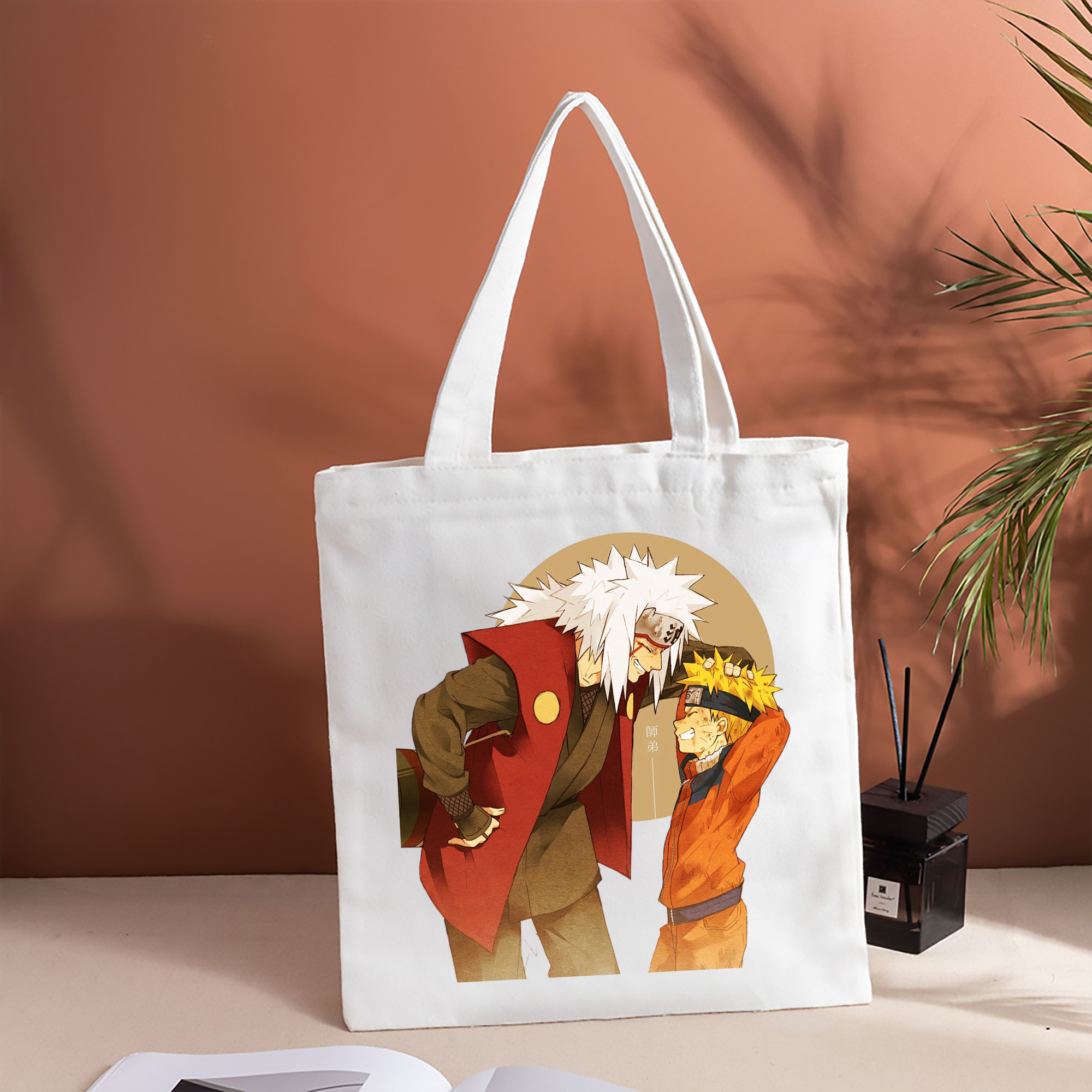 NARUTO -ナルト- 自来也（じらいや） Jiraiya 縦型キャンバス生地手提げバッグ　トートバッグ