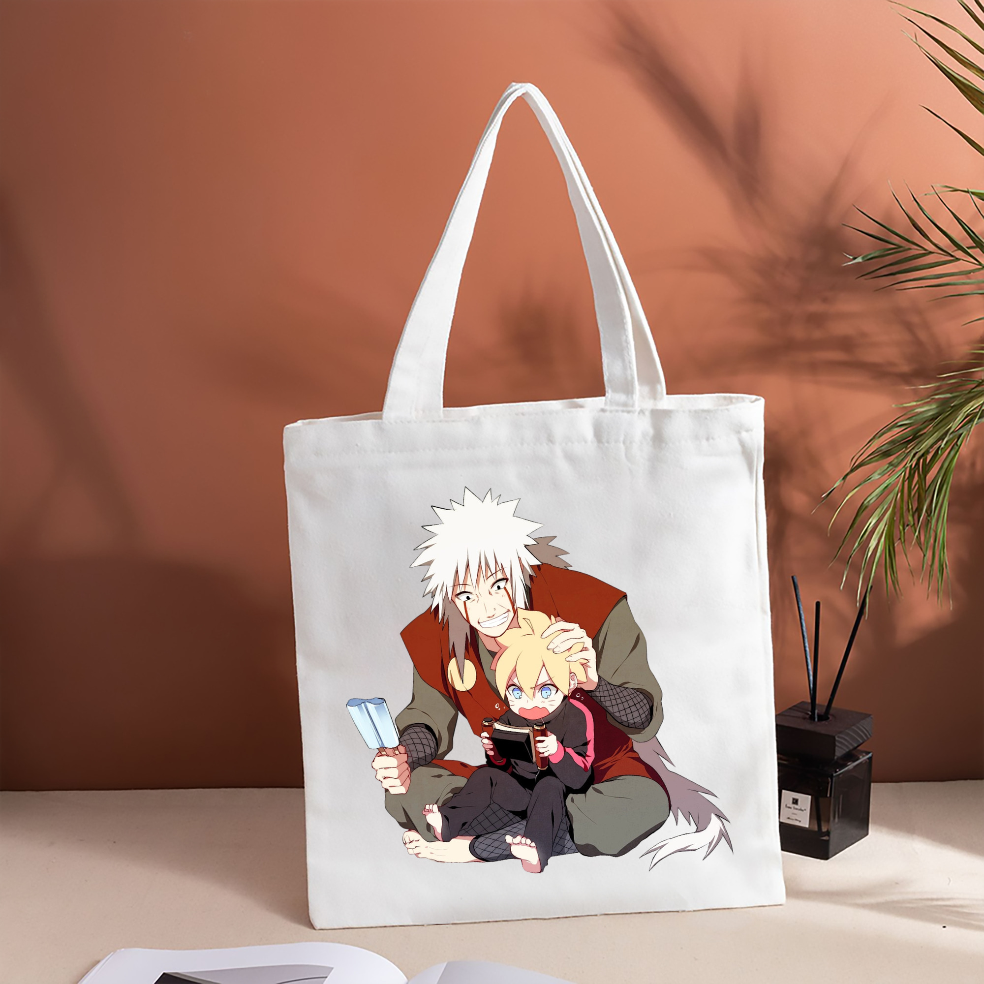 NARUTO -ナルト- 自来也（じらいや） Jiraiya 縦型キャンバス生地手提げバッグ　トートバッグ