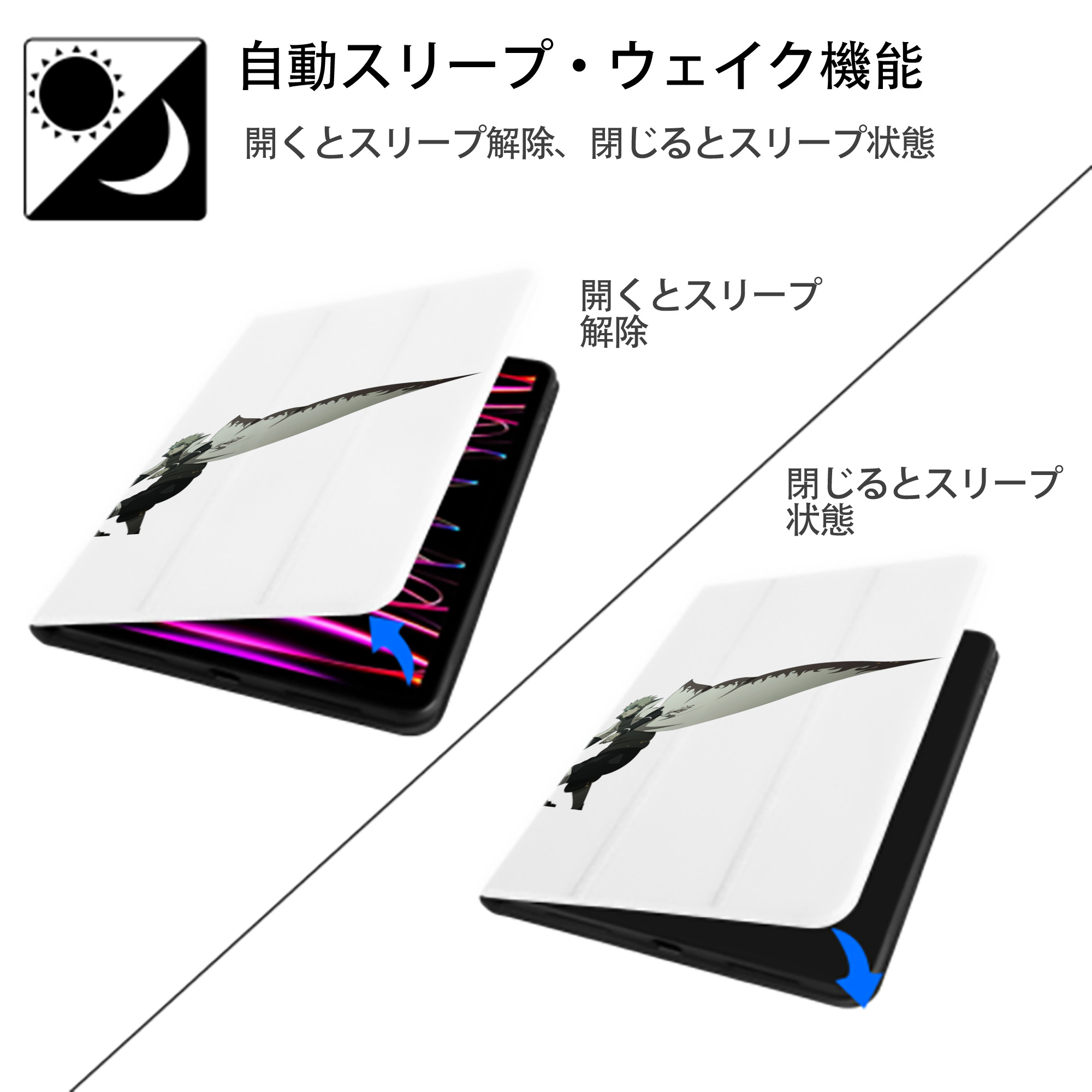 NARUTO -ナルト- 波風 ミナト Namikaze Minato IPad ケース ペン収納付き 三つ折りスタンド PUレザー×シリコン 対応機種9.5/10.5/10.9インチ