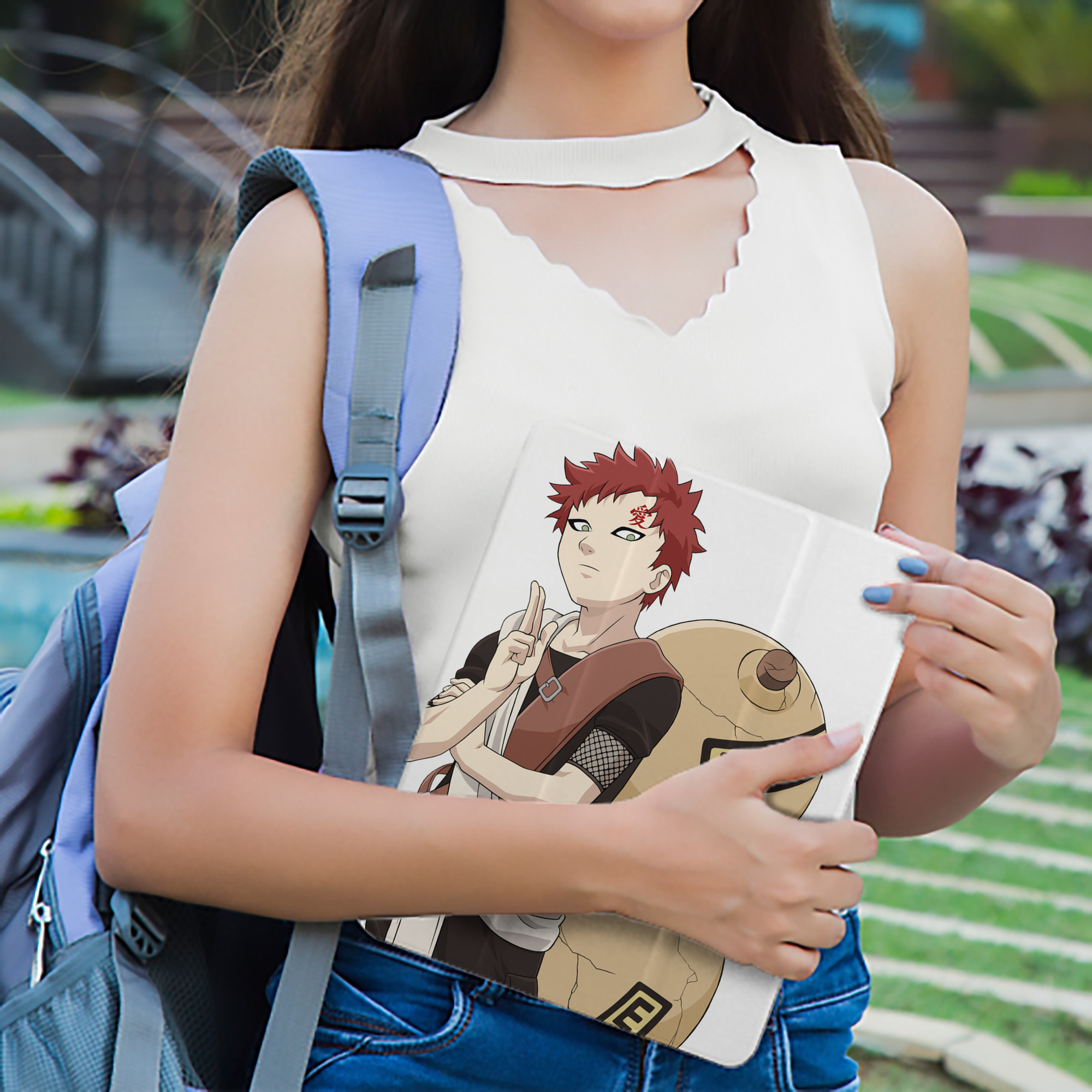 NARUTO -ナルト- ガアラ Gaara IPad ケース ペン収納付き 三つ折りスタンド PUレザー×シリコン 対応機種9.5/10.5/10.9インチ