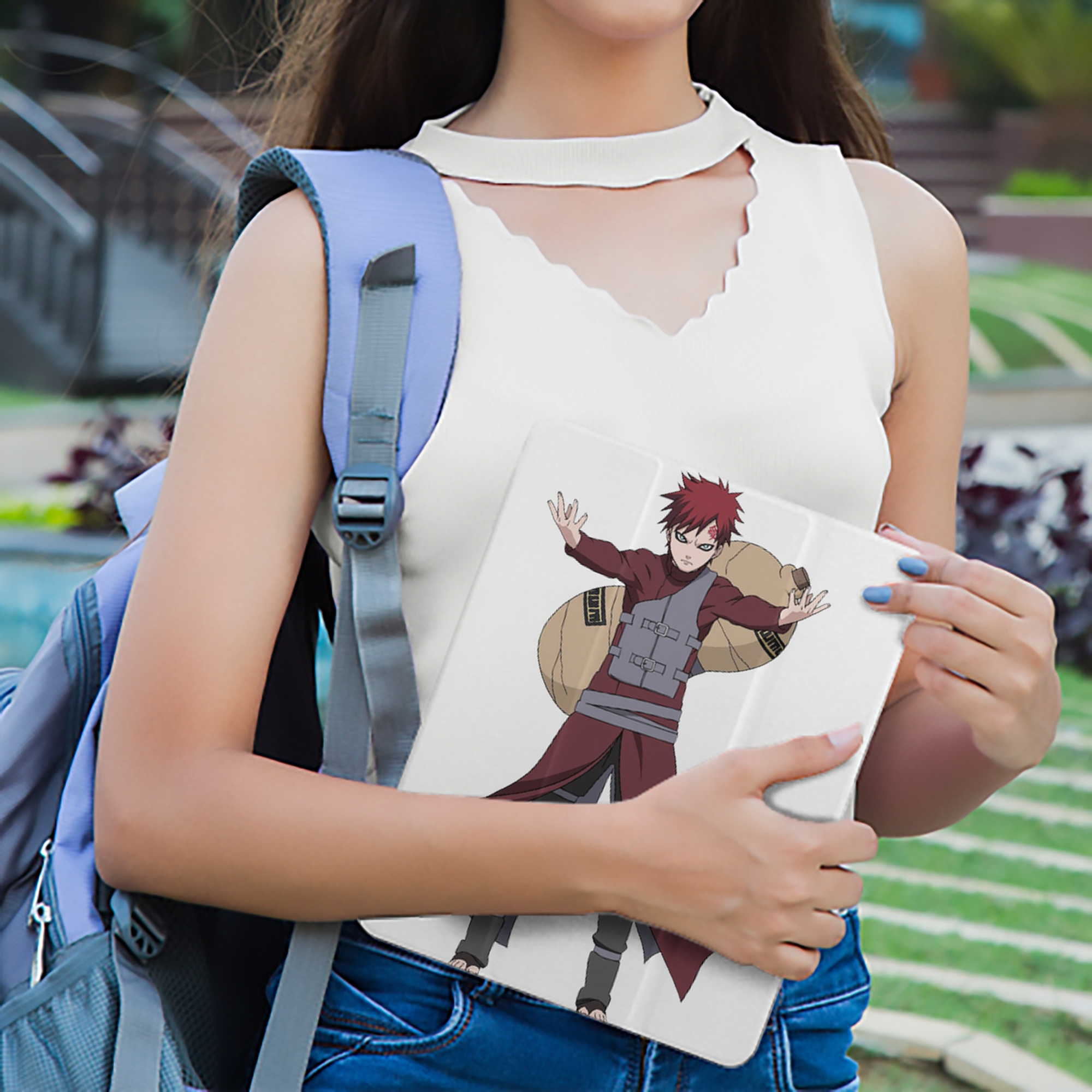 NARUTO -ナルト- ガアラ Gaara IPad ケース ペン収納付き 三つ折りスタンド PUレザー×シリコン 対応機種9.5/10.5/10.9インチ