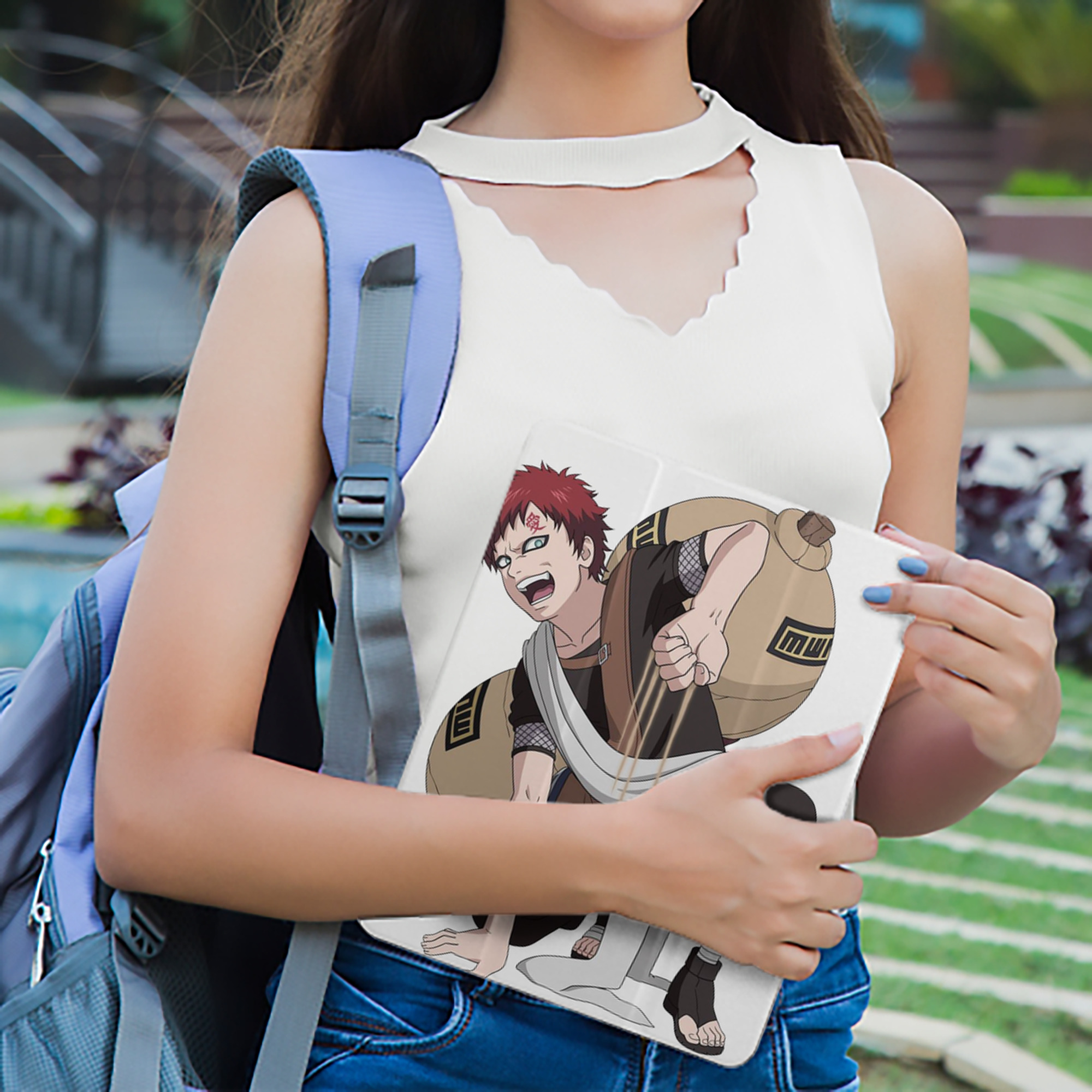 NARUTO -ナルト- ガアラ Gaara IPad ケース ペン収納付き 三つ折りスタンド PUレザー×シリコン 対応機種9.5/10.5/10.9インチ