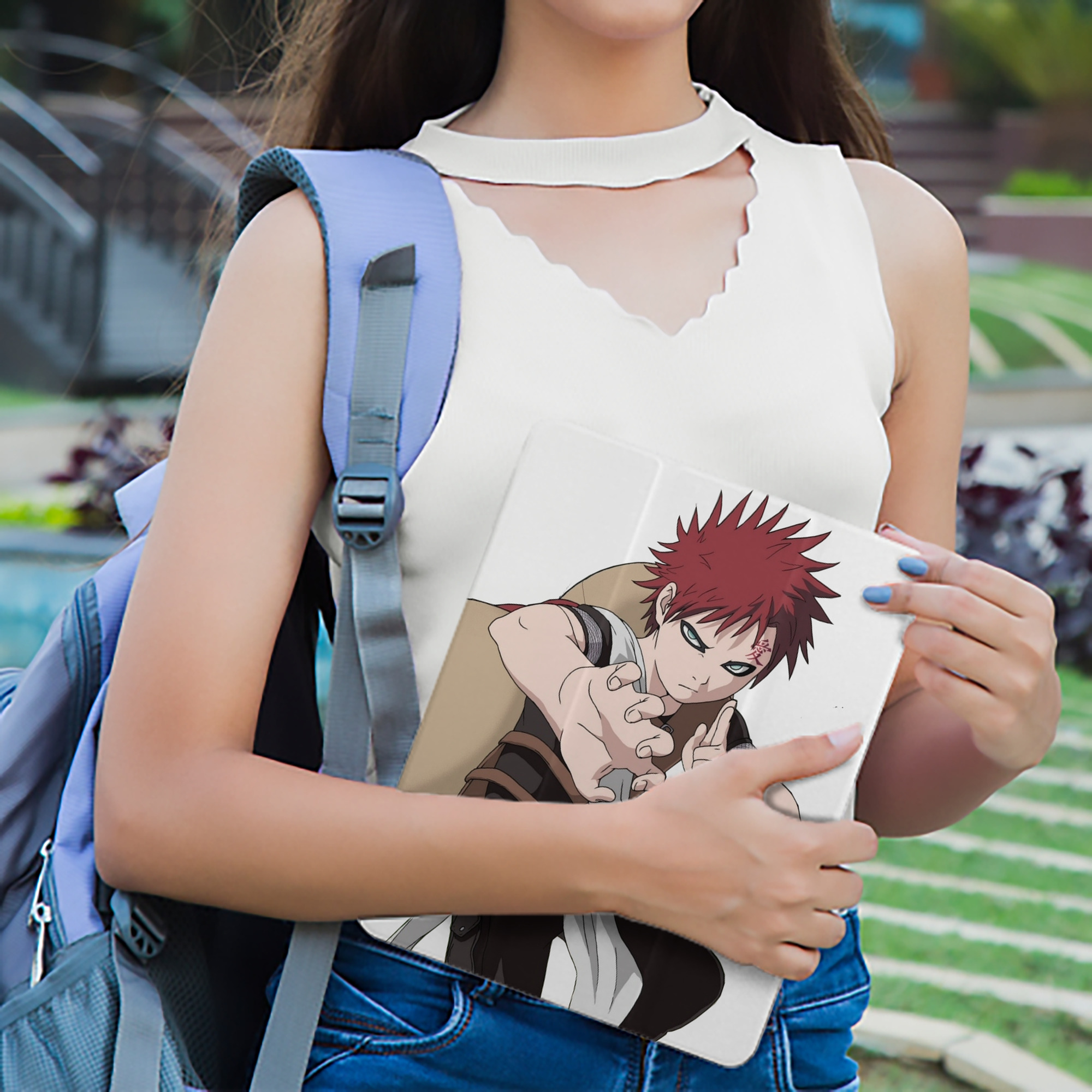 NARUTO -ナルト- ガアラ Gaara IPad ケース ペン収納付き 三つ折りスタンド PUレザー×シリコン 対応機種9.5/10.5/10.9インチ