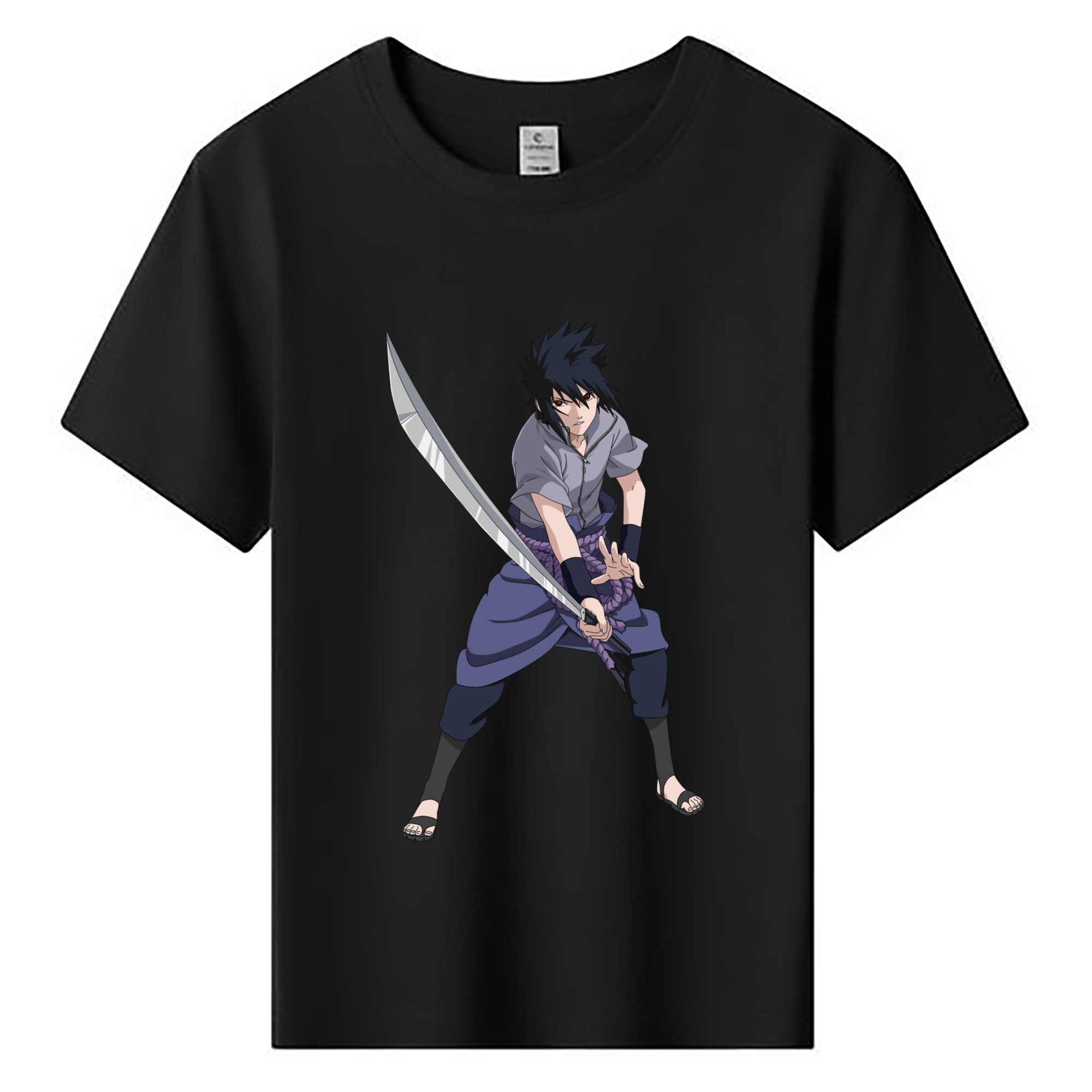 （画像用） NARUTO -ナルト- うちは サスケ Uchiha Sasuke 綿100％キッズTシャツ（フロントプリント）