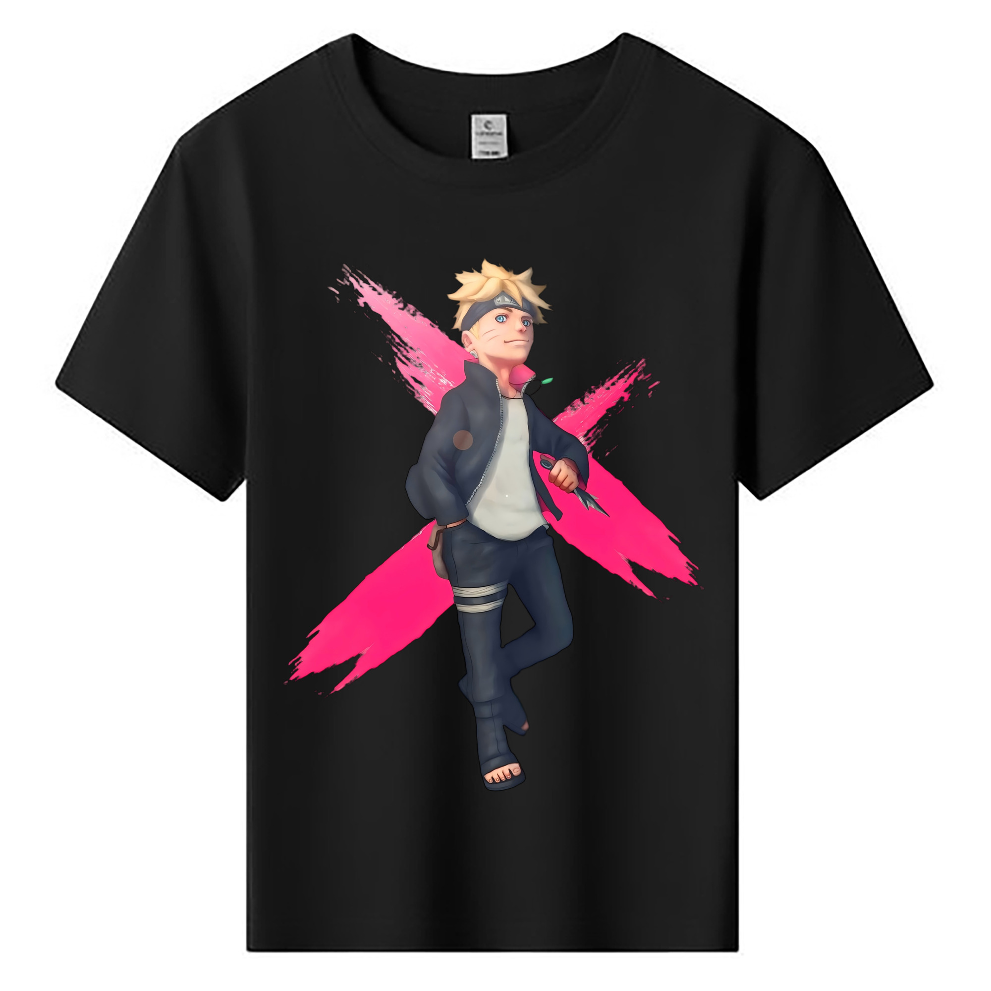 （画像用） NARUTO -ナルト- うずまき ボルト Uzumaki Boruto 綿100％キッズTシャツ（フロントプリント）