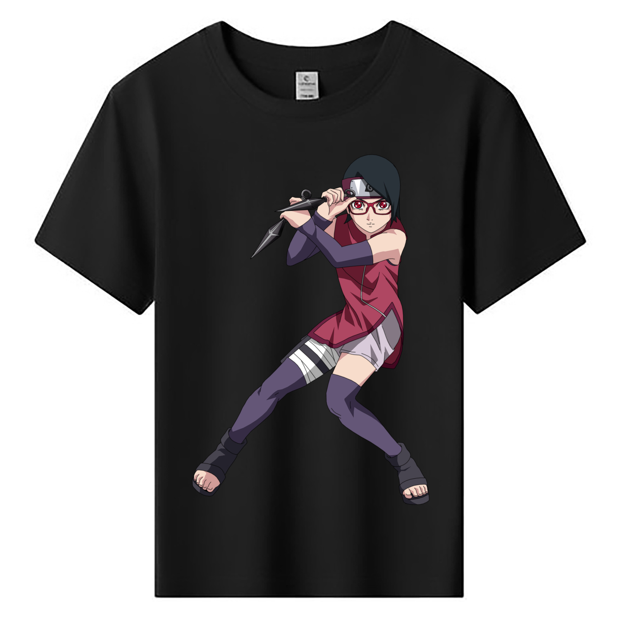 （画像用） NARUTO -ナルト- うちは サラダ Uchiha Sarada 綿100％キッズTシャツ（フロントプリント）