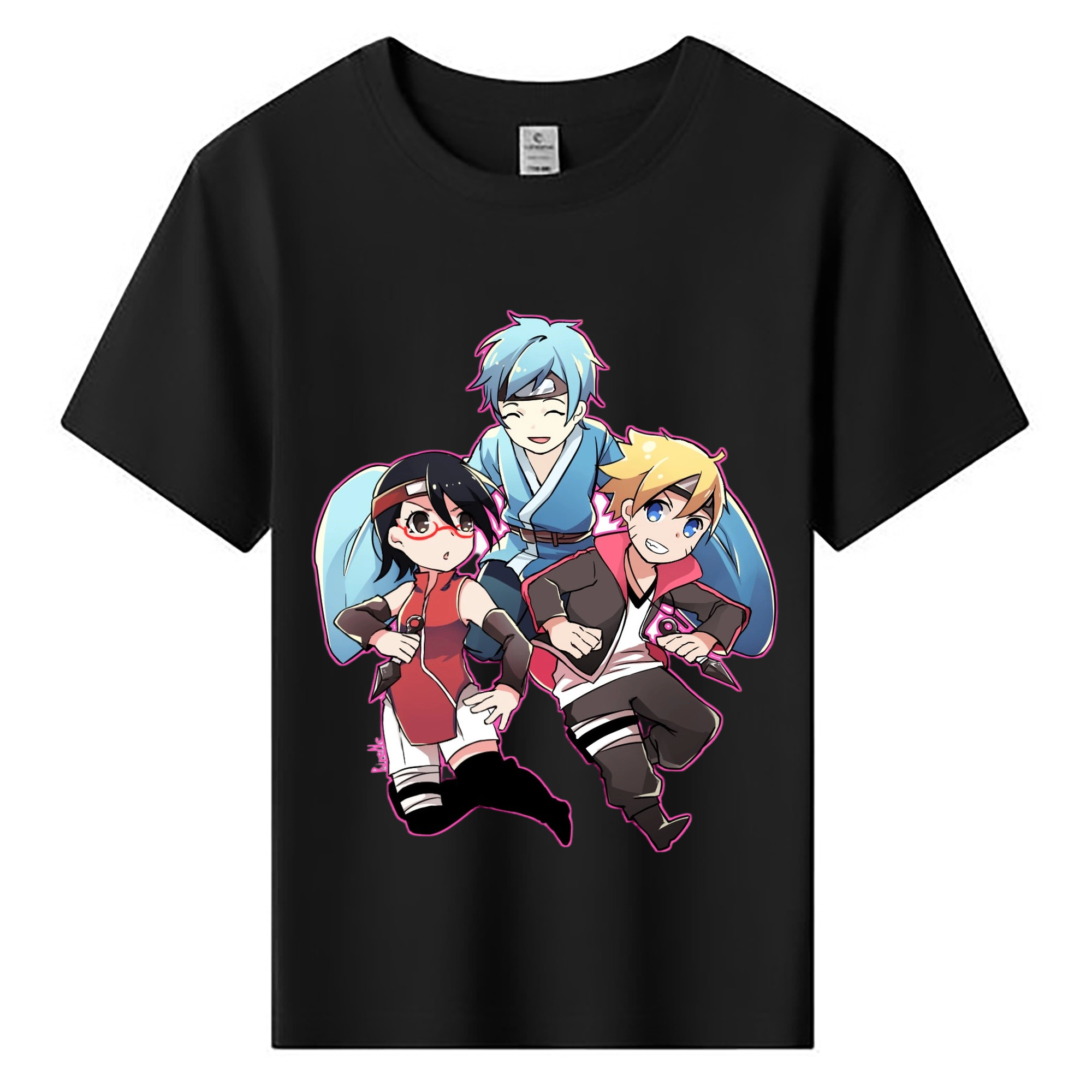 （画像用） NARUTO -ナルト- うちは サラダ Uchiha Sarada 綿100％キッズTシャツ（フロントプリント）