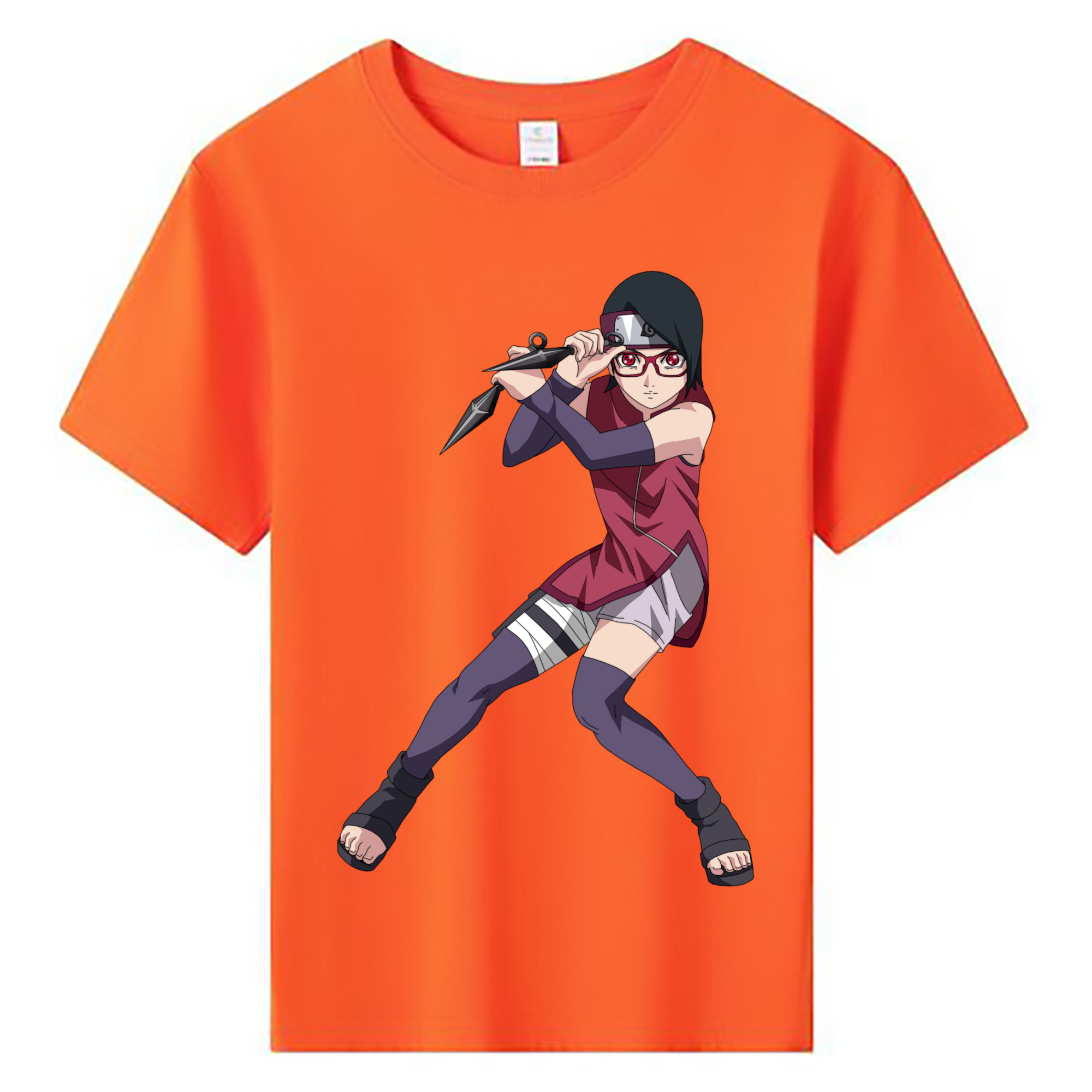 （画像用） NARUTO -ナルト- うちは サラダ Uchiha Sarada 綿100％キッズTシャツ（フロントプリント）