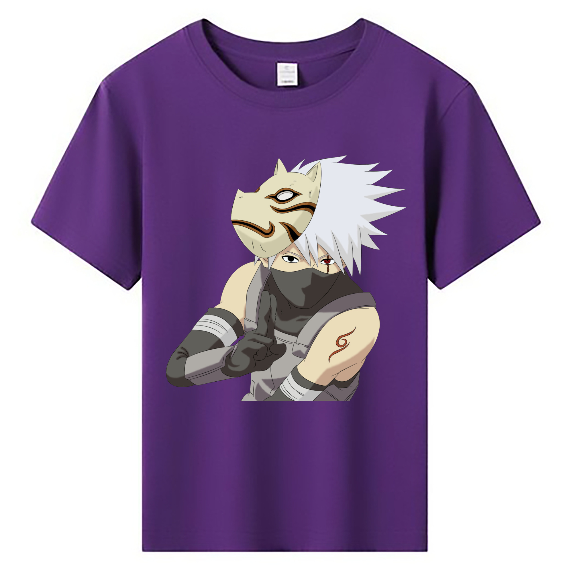 （画像用） NARUTO -ナルト- はたけ カカシ Hatake Kakashi 綿100％キッズTシャツ（フロントプリント）
