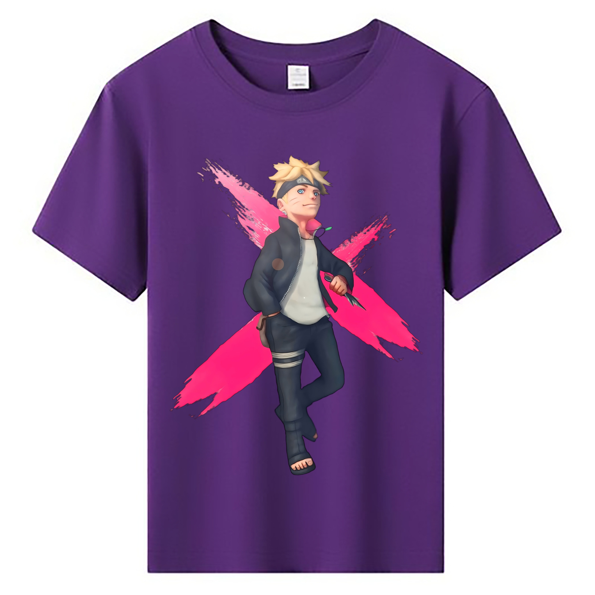 （画像用） NARUTO -ナルト- うずまき ボルト Uzumaki Boruto 綿100％キッズTシャツ（フロントプリント）