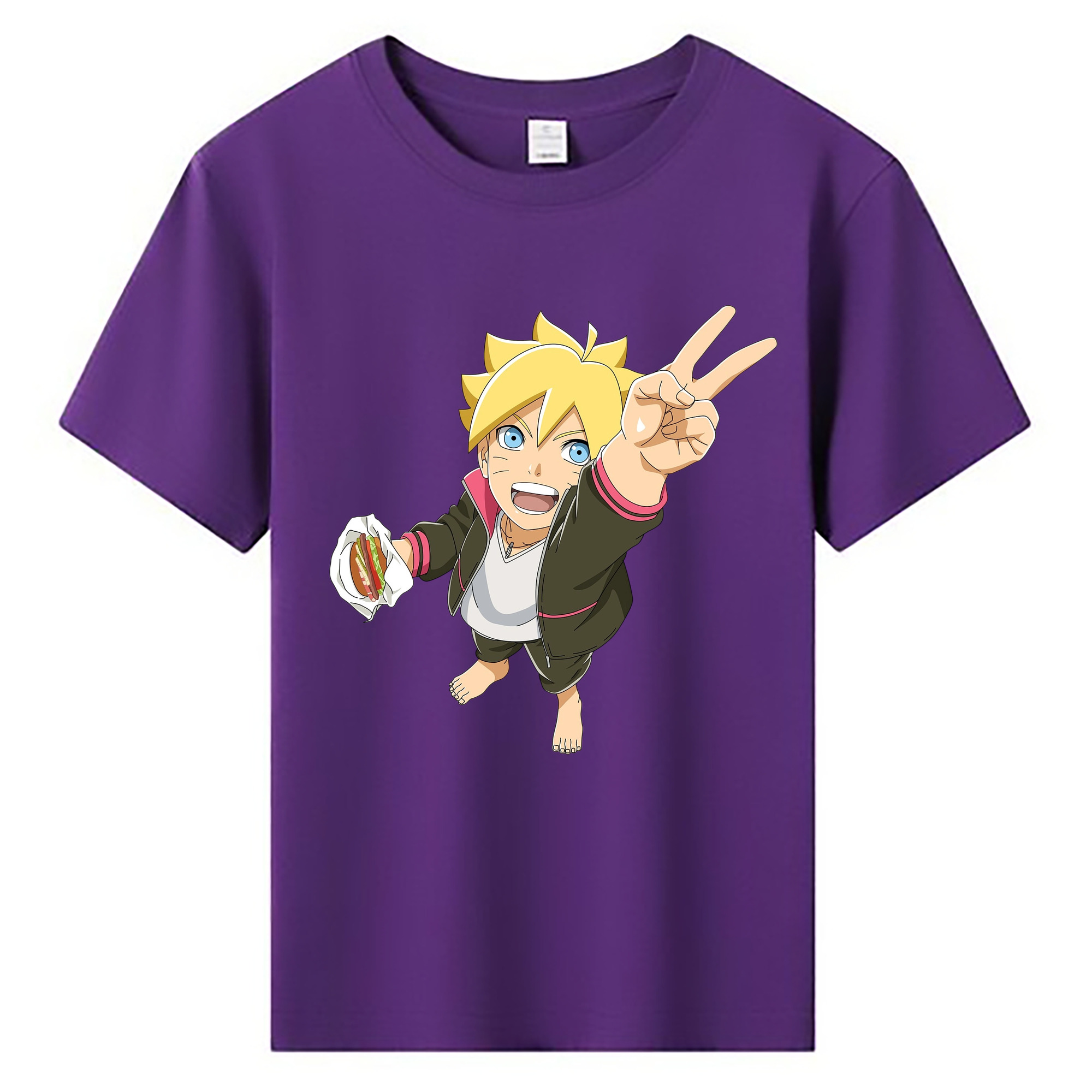 （画像用） NARUTO -ナルト- うずまき ボルト Uzumaki Boruto 綿100％キッズTシャツ（フロントプリント）