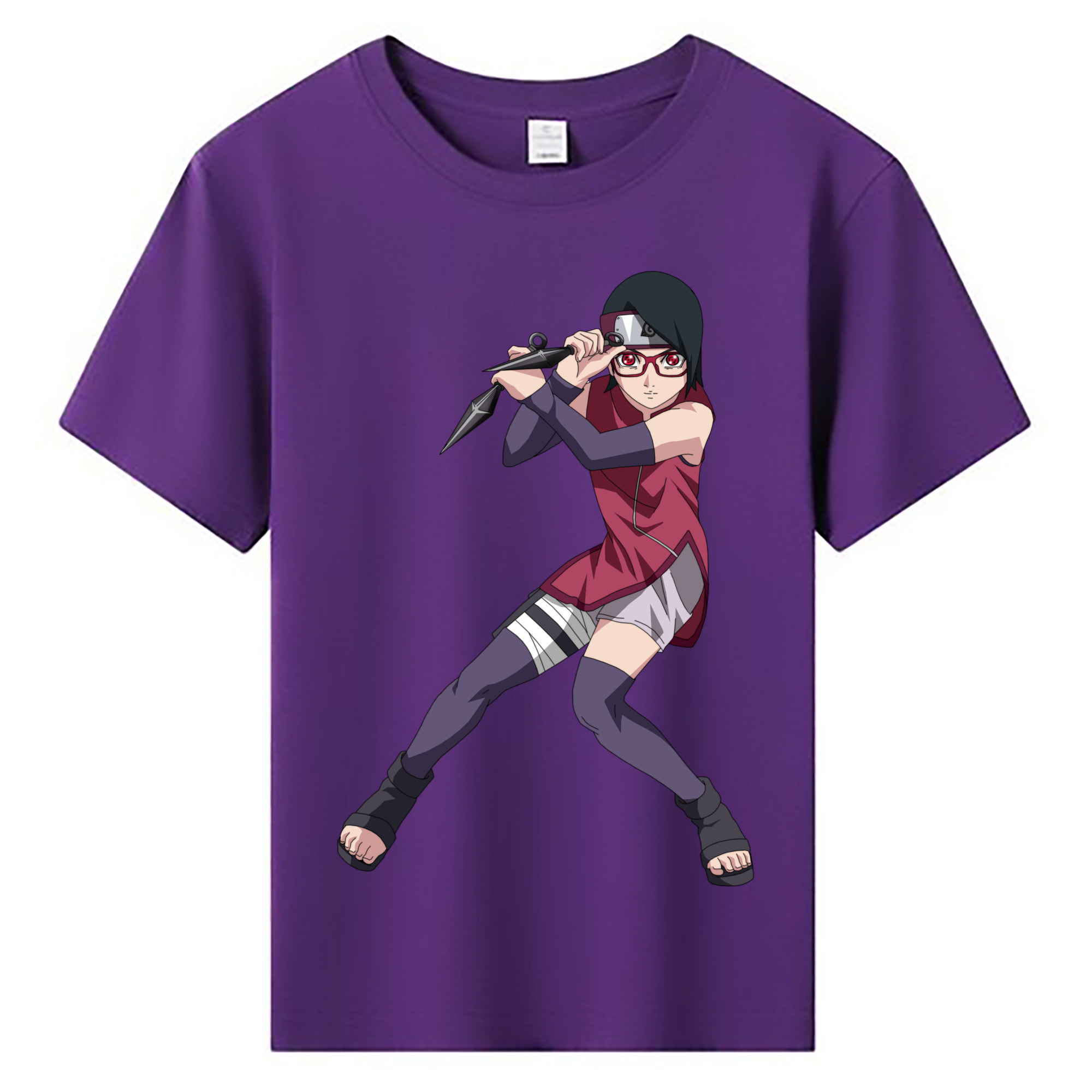 （画像用） NARUTO -ナルト- うちは サラダ Uchiha Sarada 綿100％キッズTシャツ（フロントプリント）